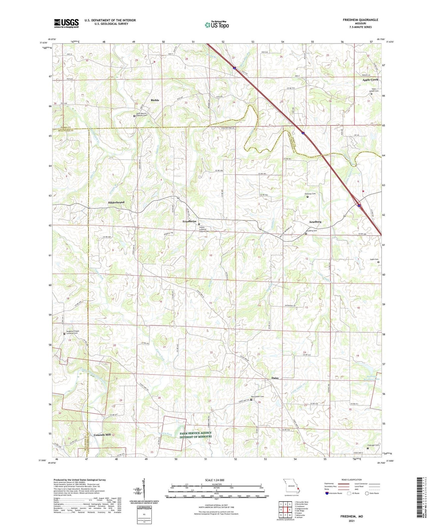 Friedheim Missouri US Topo Map Image