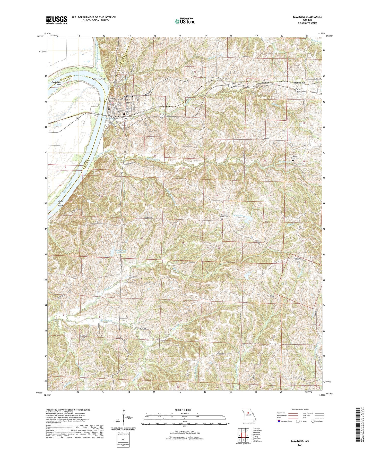 Glasgow Missouri US Topo Map Image