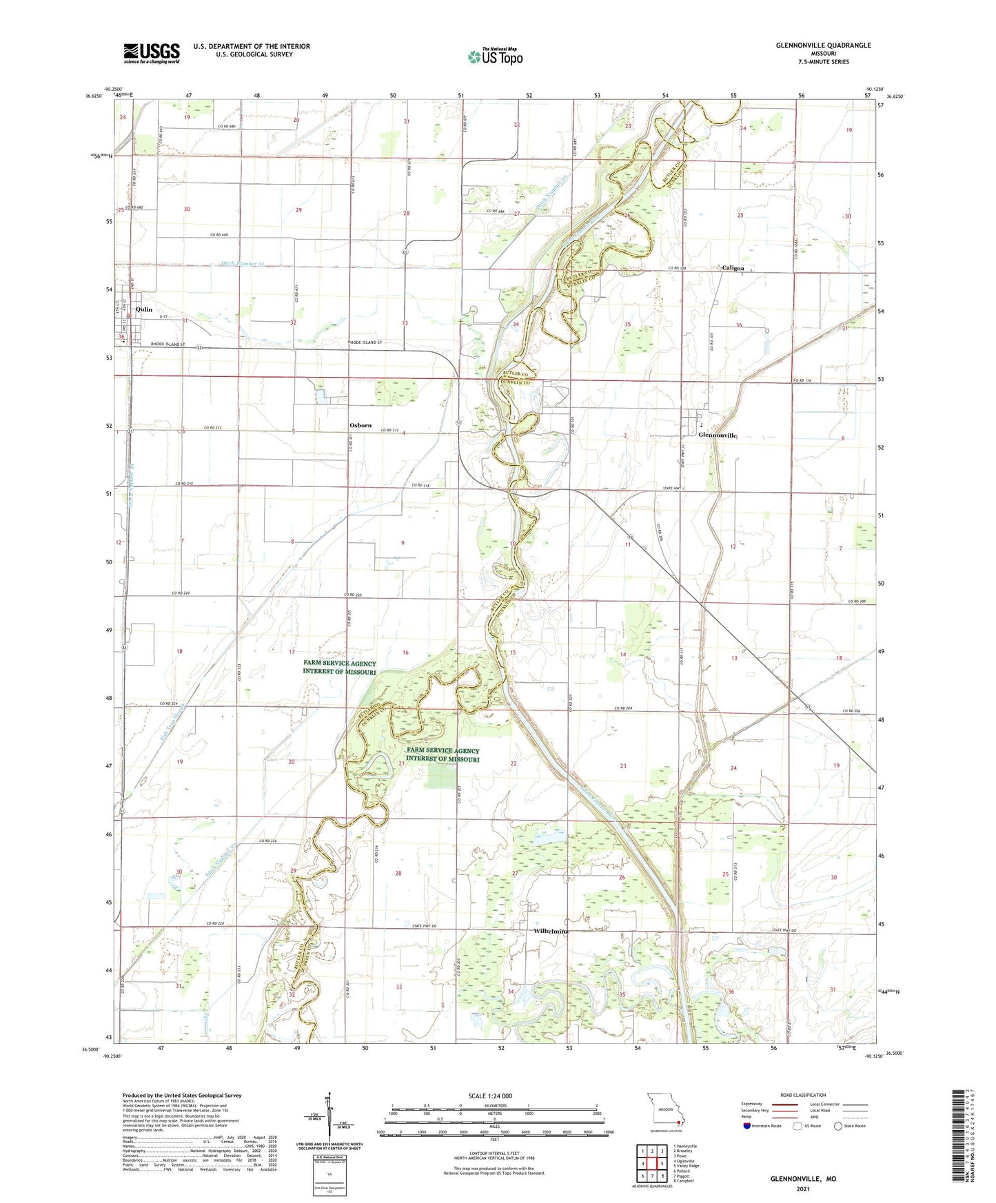 Glennonville Missouri US Topo Map Image