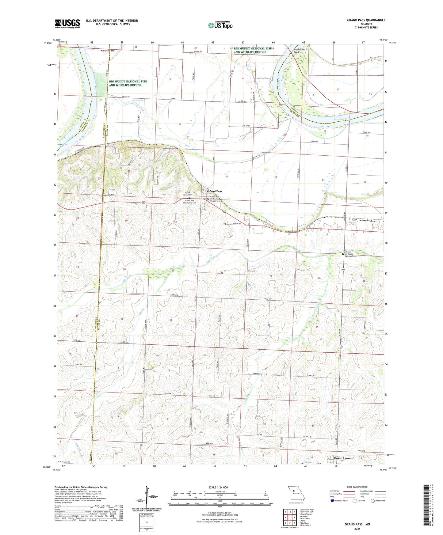 Grand Pass Missouri US Topo Map Image