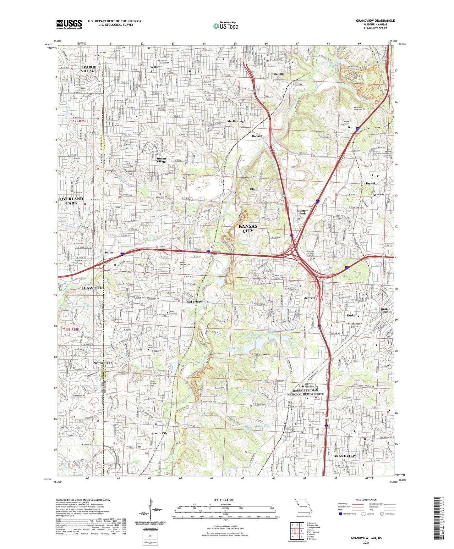 Grandview Missouri US Topo Map Image