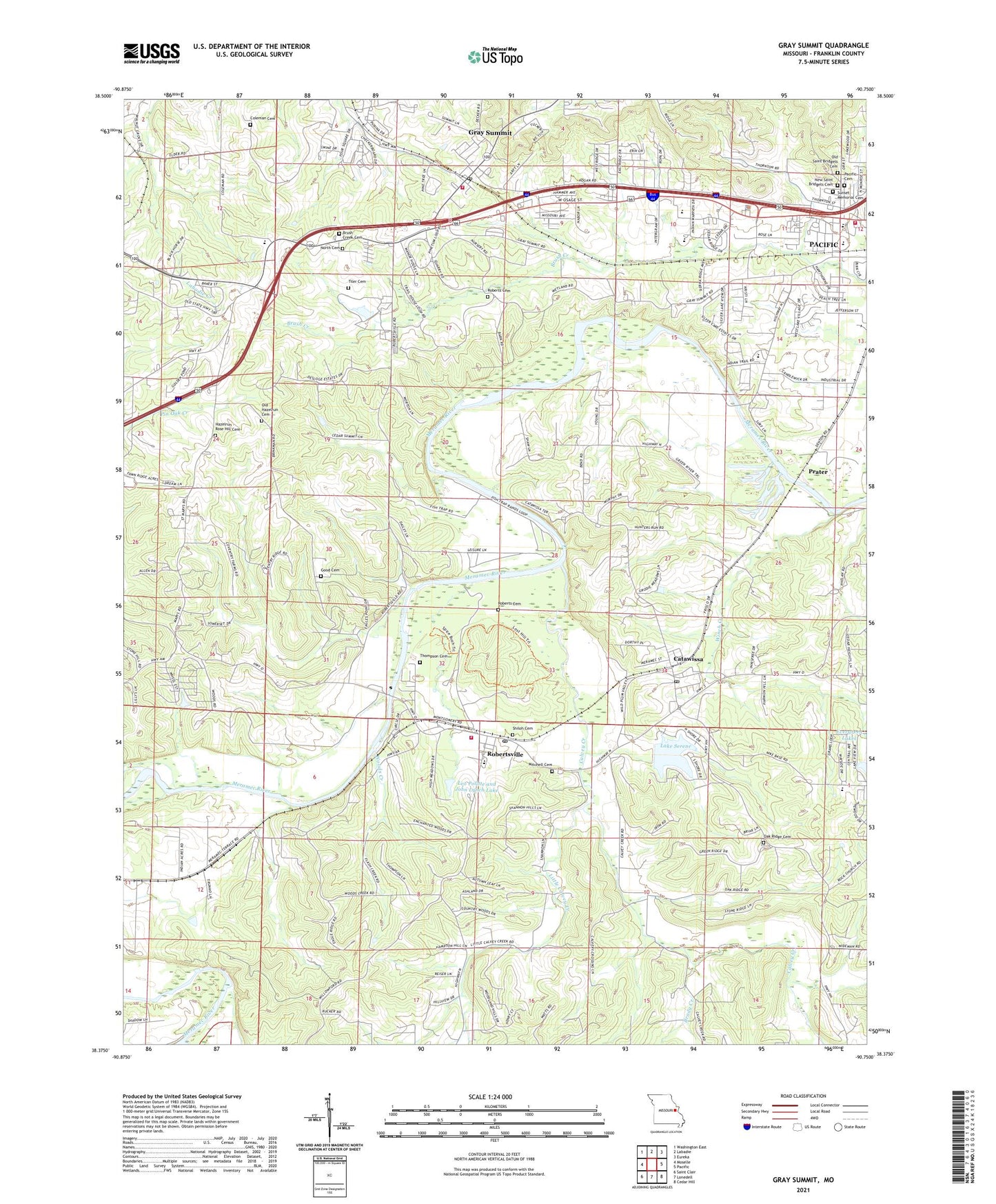 Gray Summit Missouri US Topo Map Image