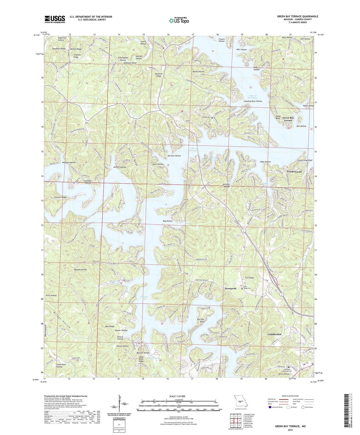Green Bay Terrace Missouri US Topo Map Image
