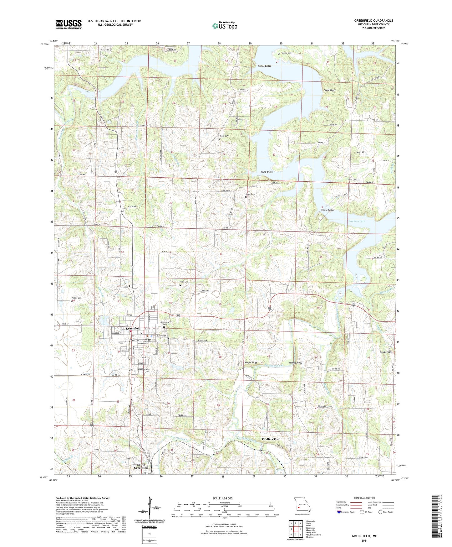 Greenfield Missouri US Topo Map Image
