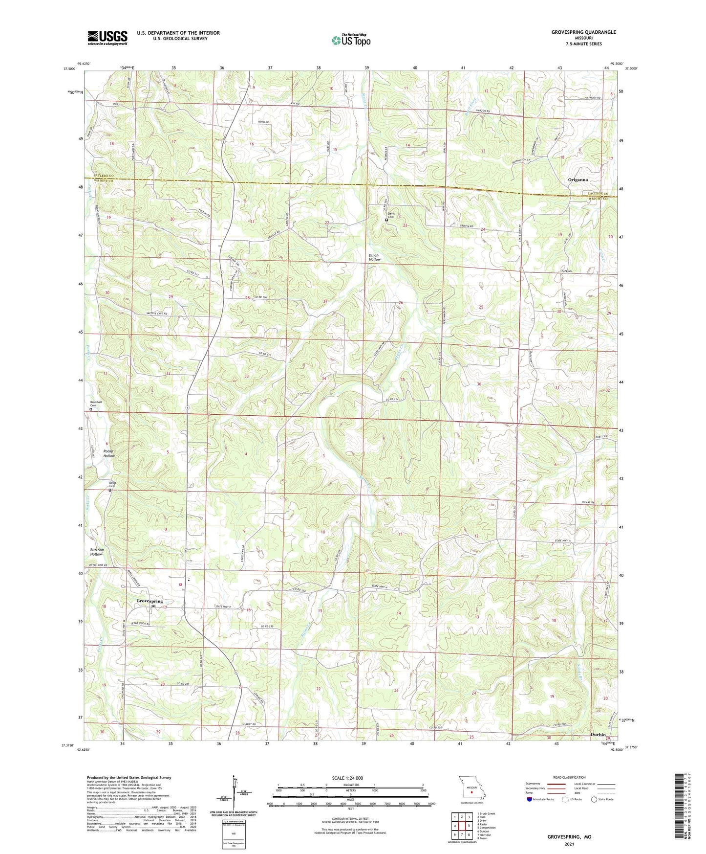 Grovespring Missouri US Topo Map Image