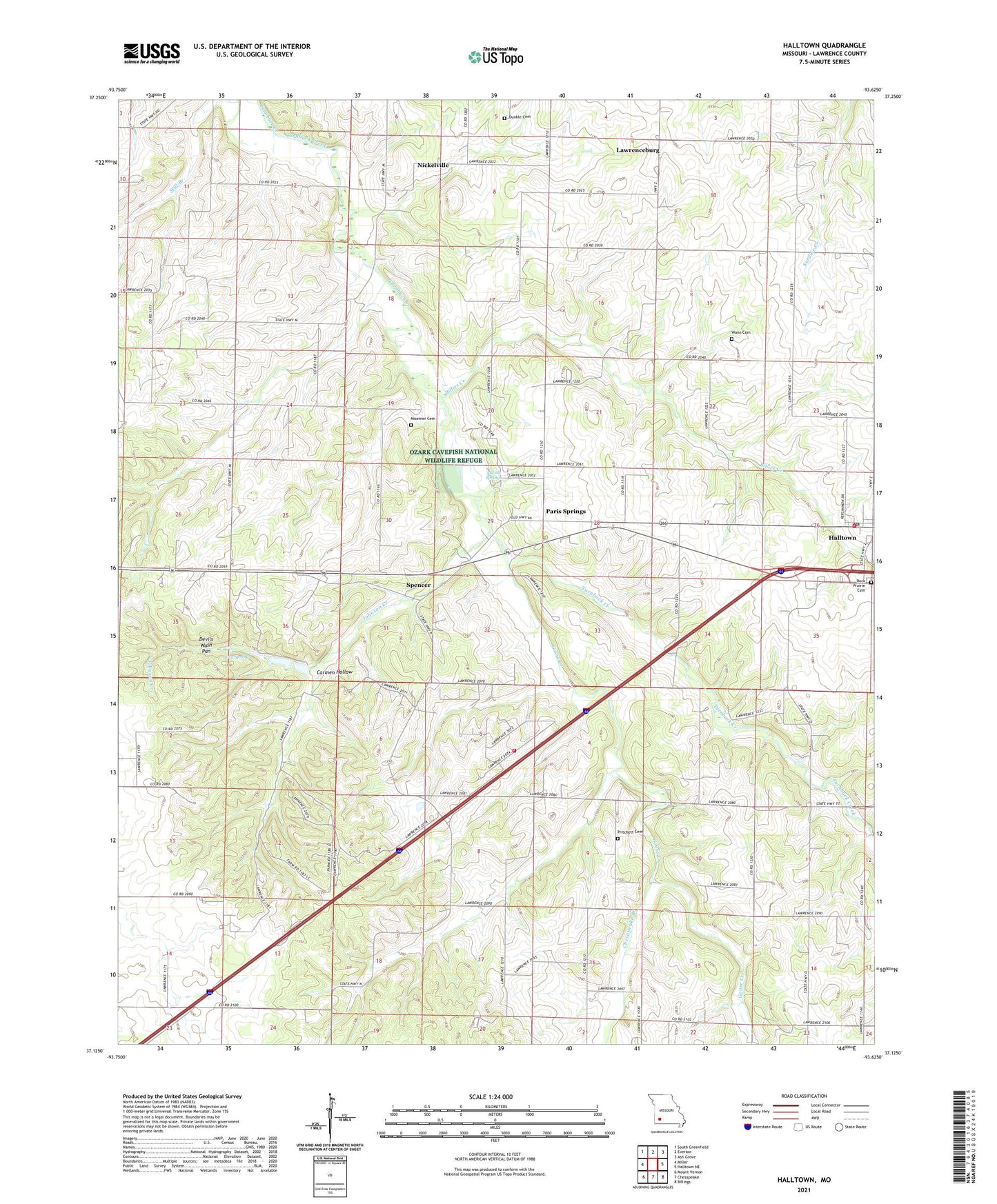 Halltown Missouri US Topo Map Image