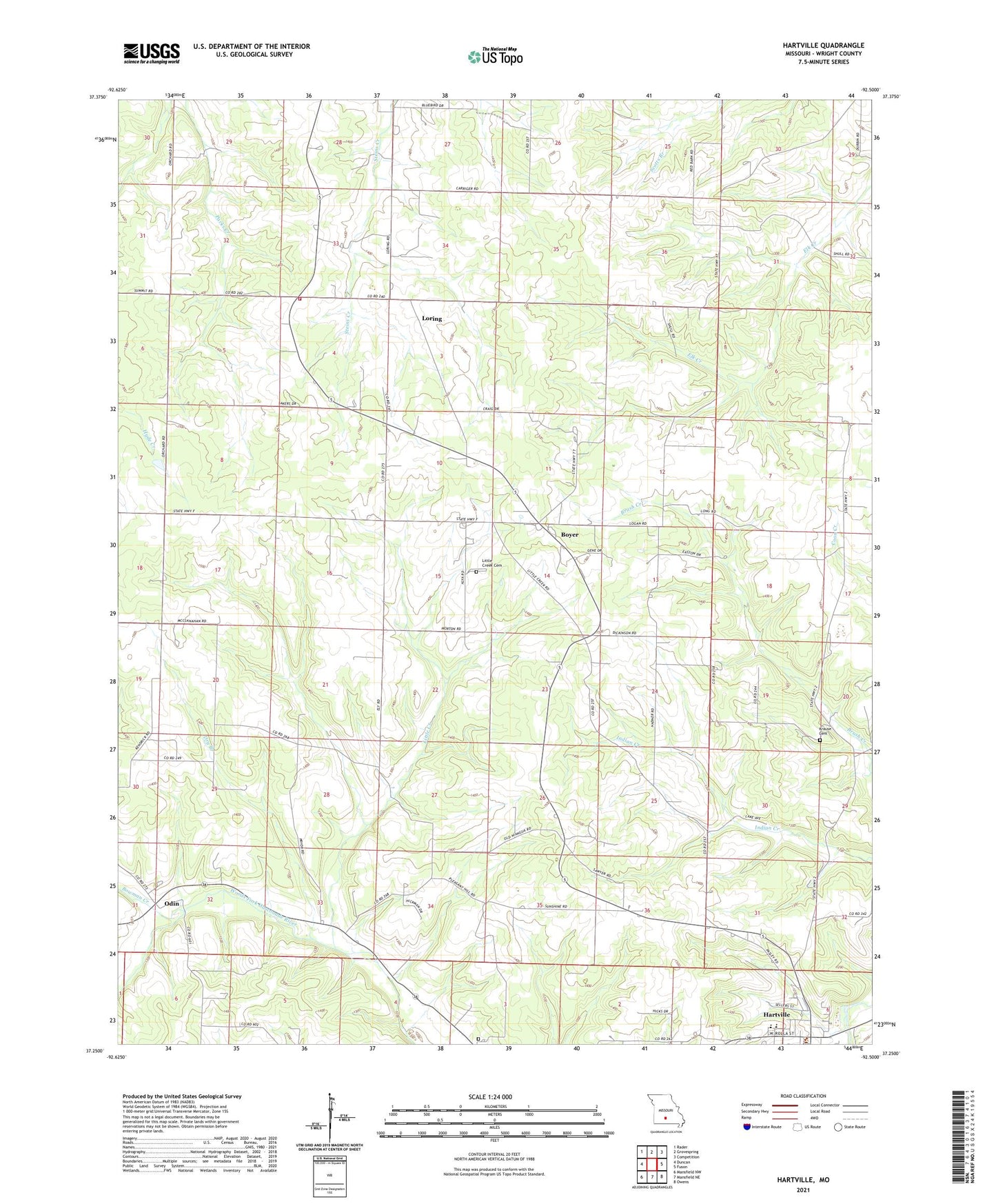 Hartville Missouri US Topo Map Image