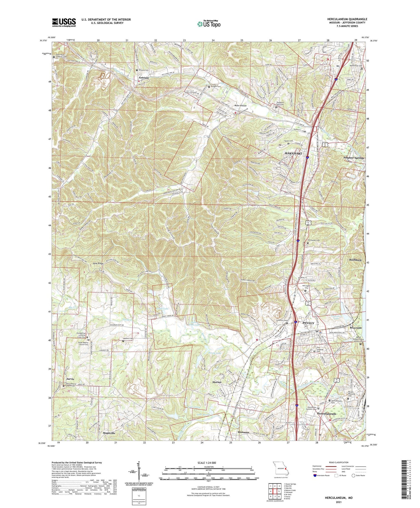 Herculaneum Missouri US Topo Map Image