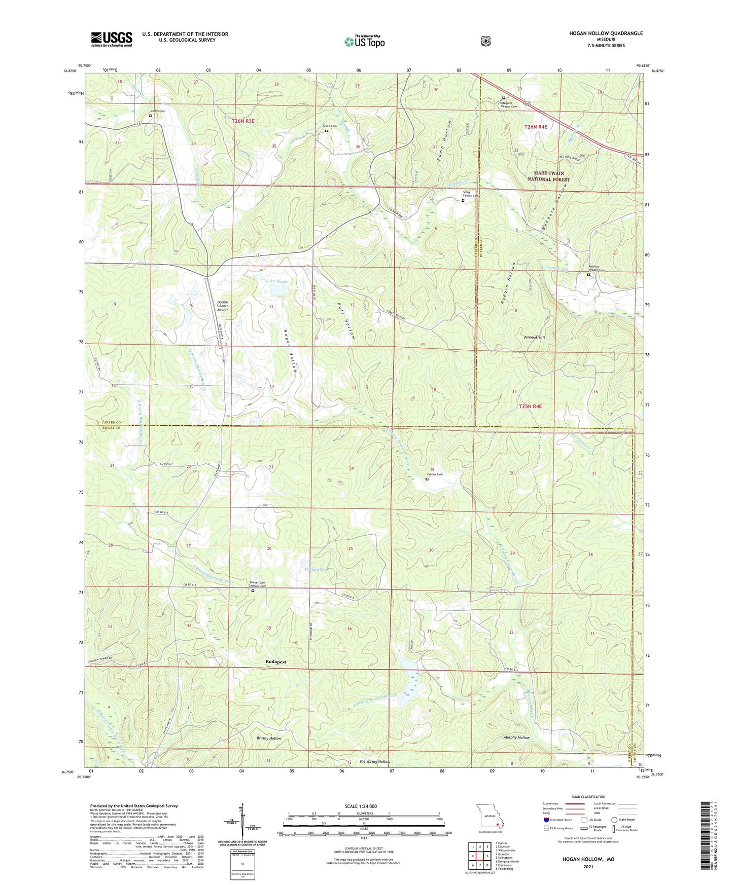 Hogan Hollow Missouri US Topo Map Image