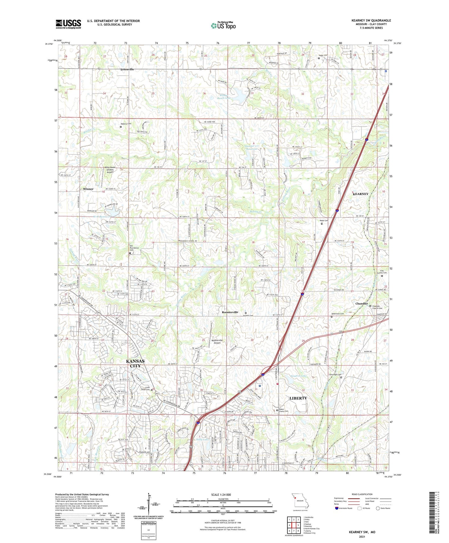 Kearney SW Missouri US Topo Map Image