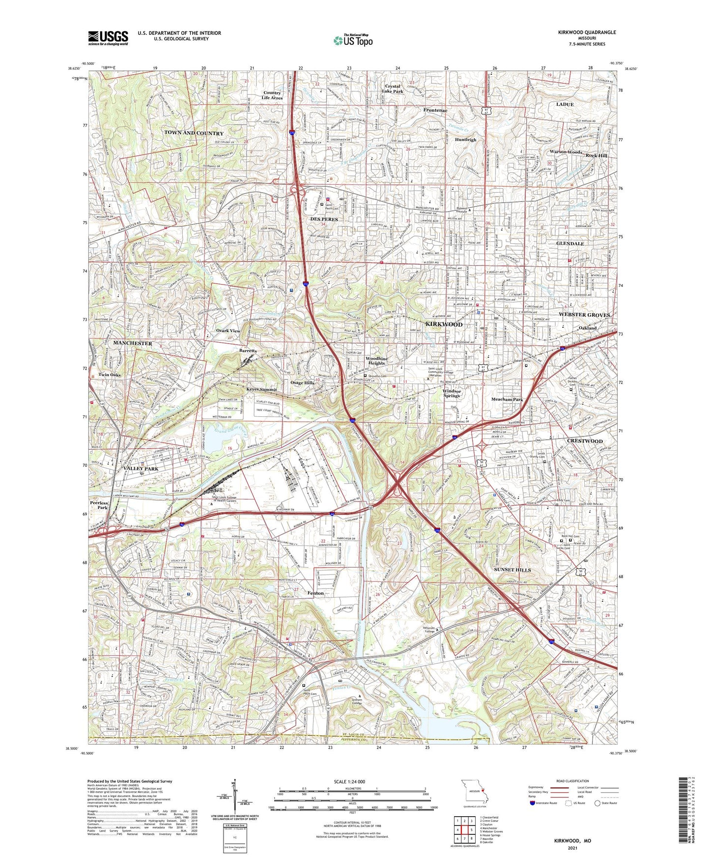 Kirkwood Missouri US Topo Map Image