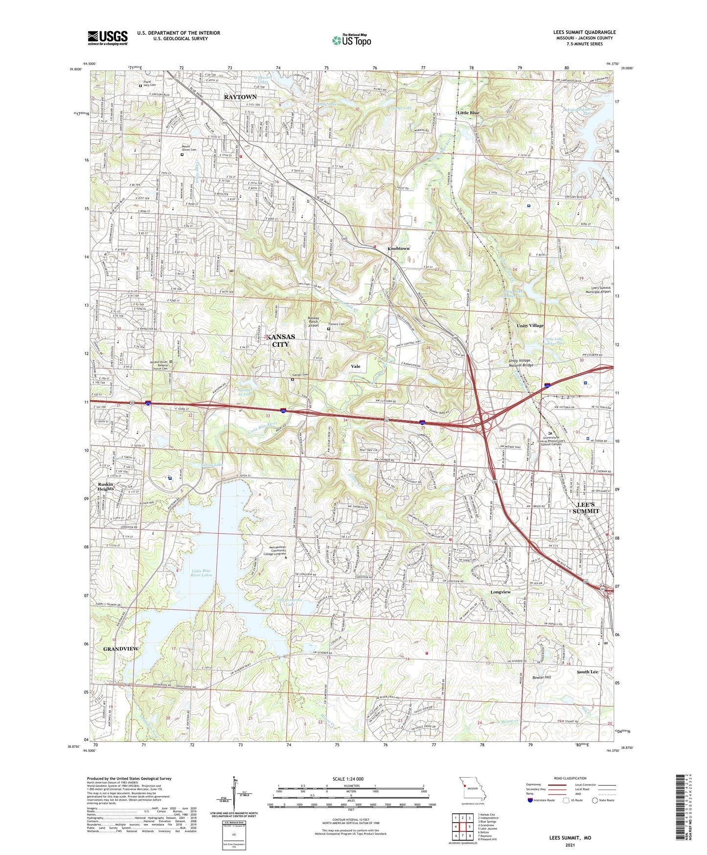 Lees Summit Missouri US Topo Map Image