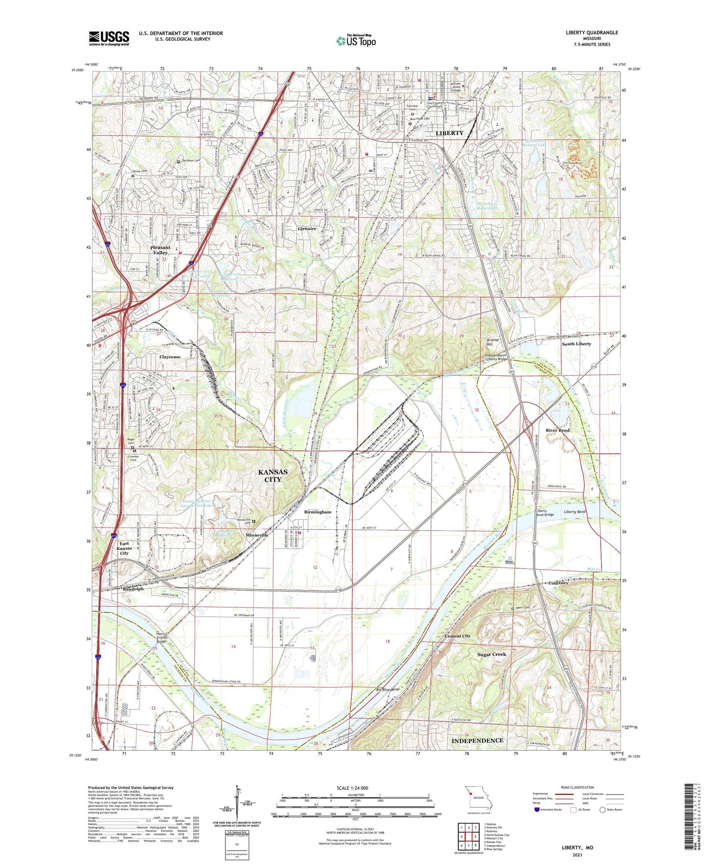 Liberty Missouri US Topo Map Image
