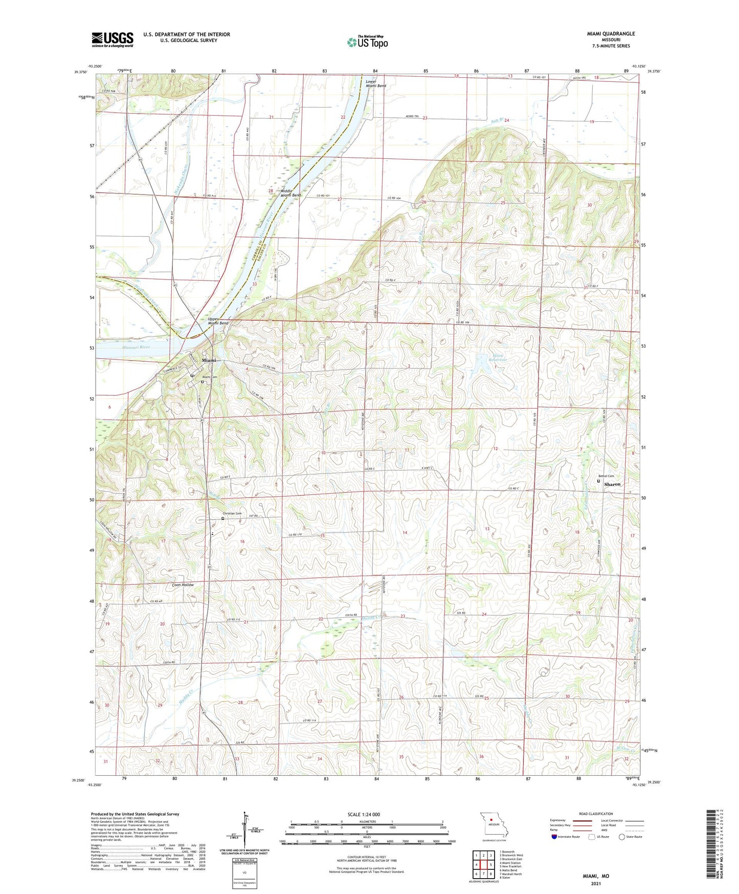 Miami Missouri US Topo Map Image
