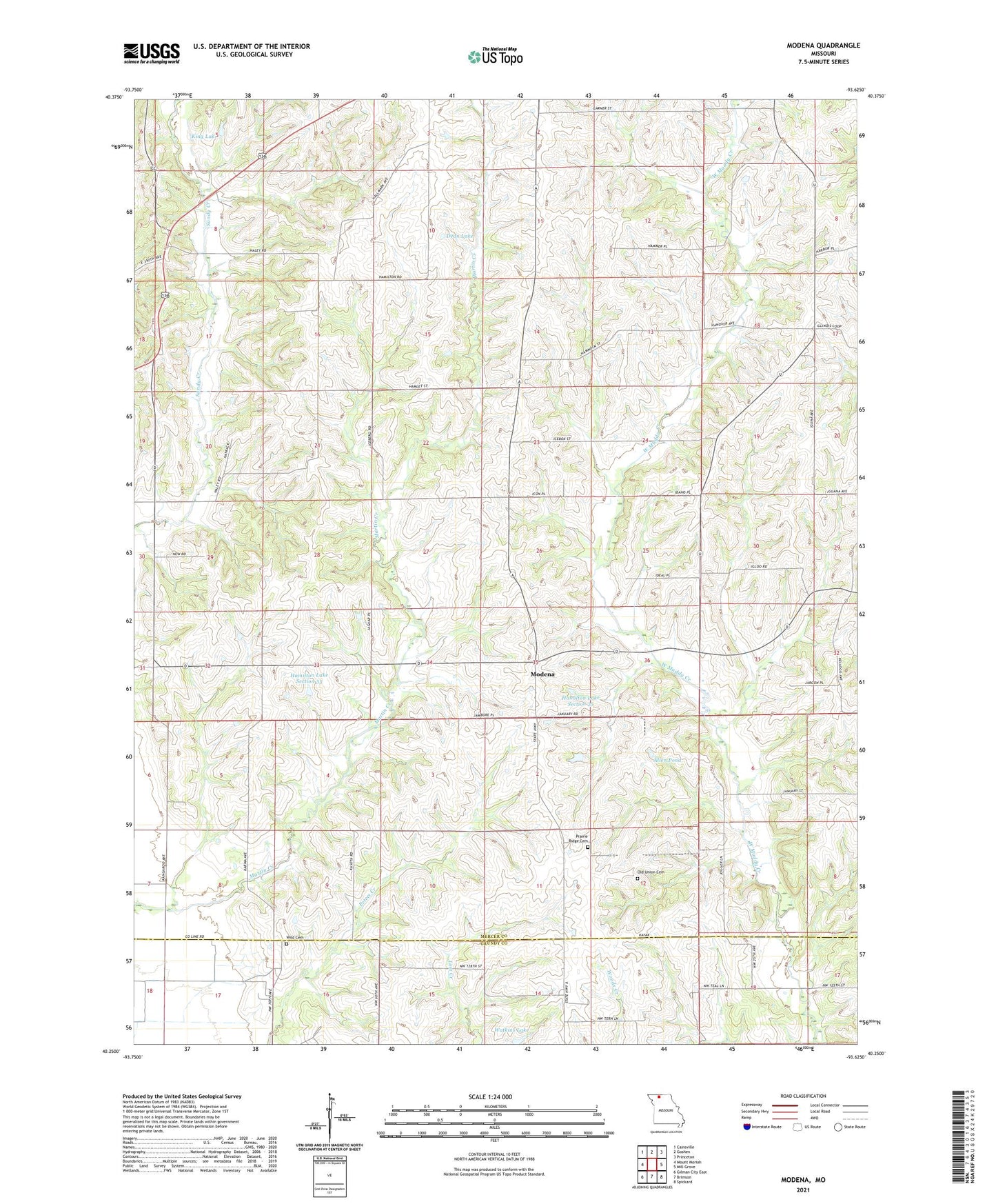 Modena Missouri US Topo Map Image