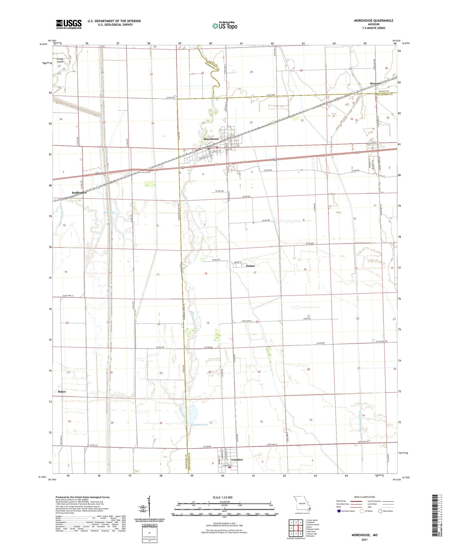 Morehouse Missouri US Topo Map Image