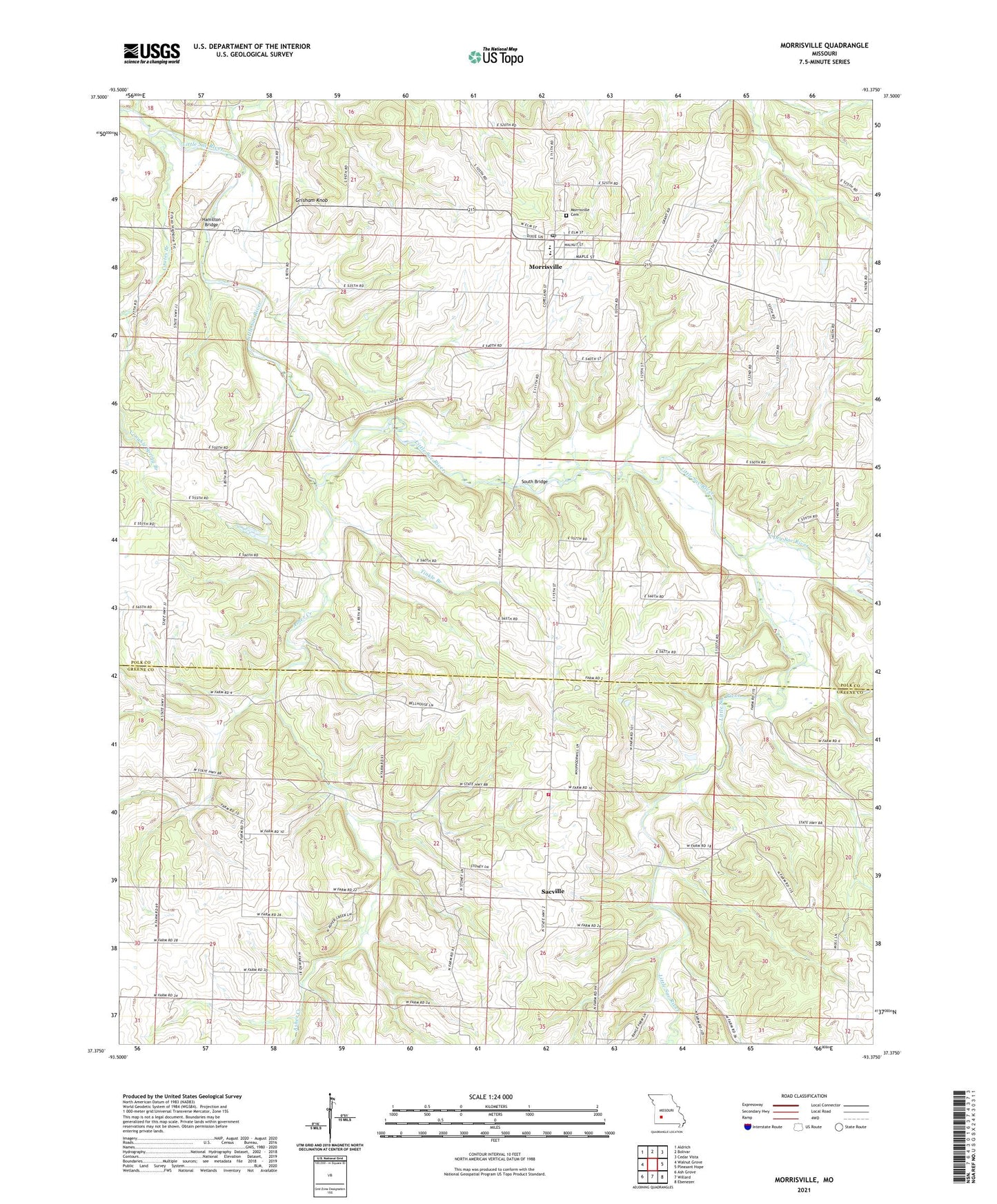 Morrisville Missouri US Topo Map Image