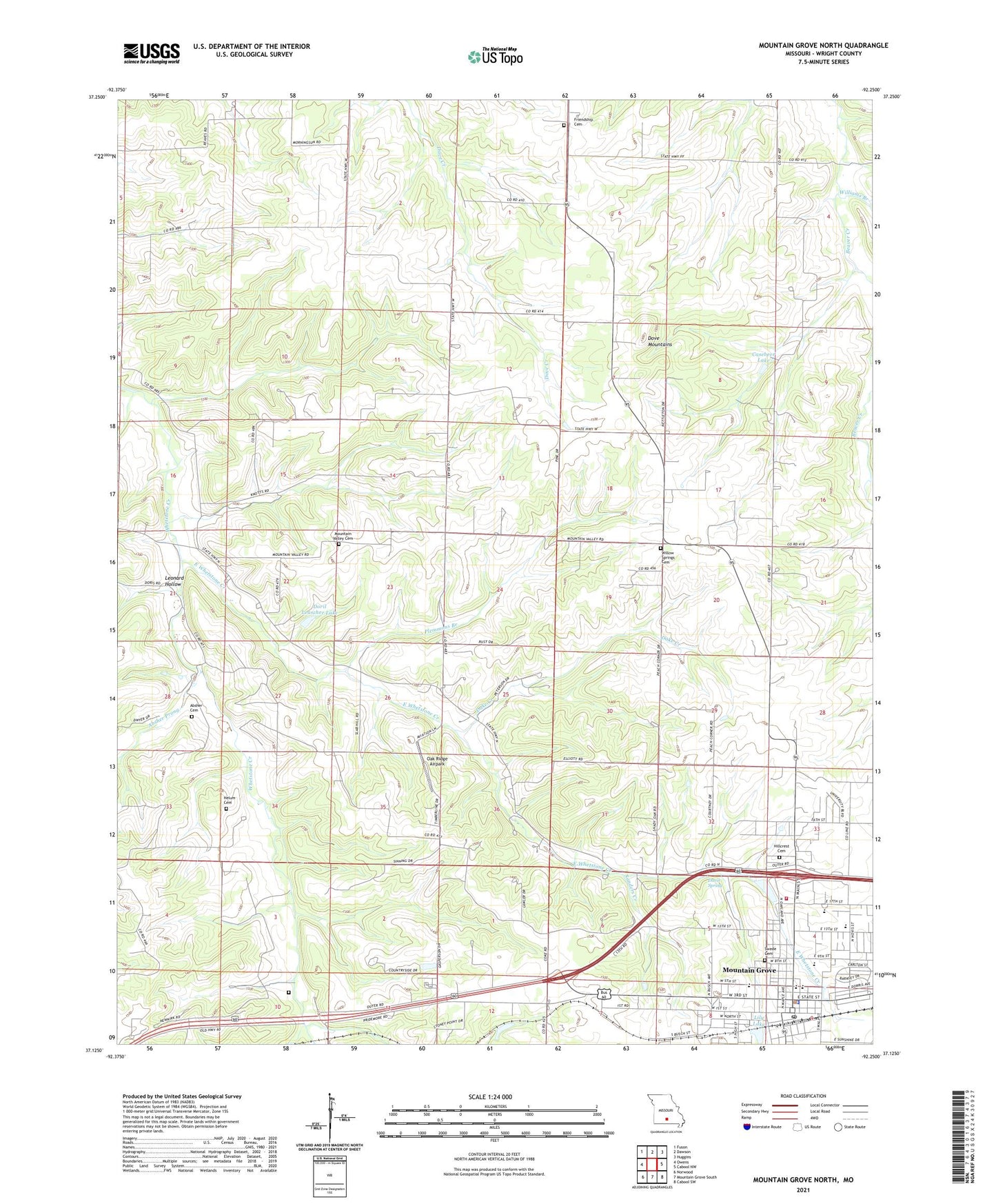 Mountain Grove North Missouri US Topo Map Image