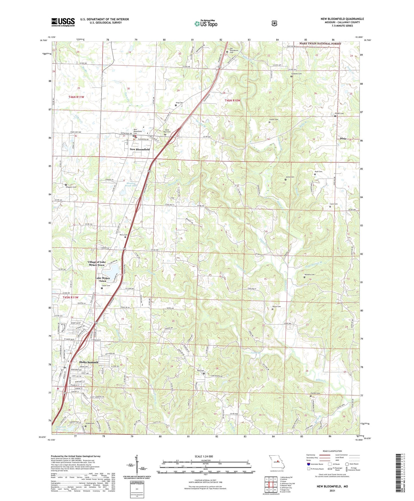 New Bloomfield Missouri US Topo Map Image