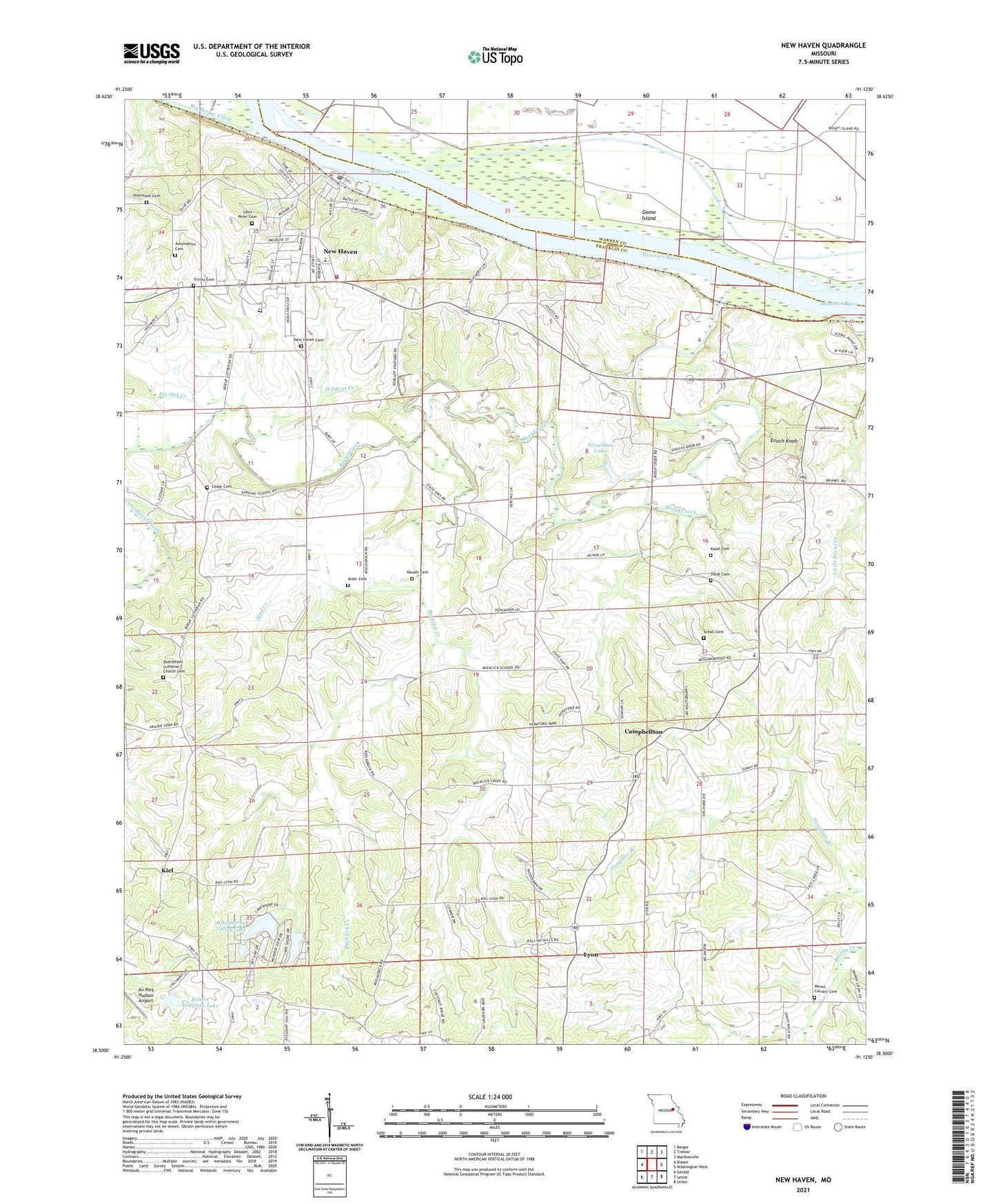 New Haven Missouri US Topo Map Image