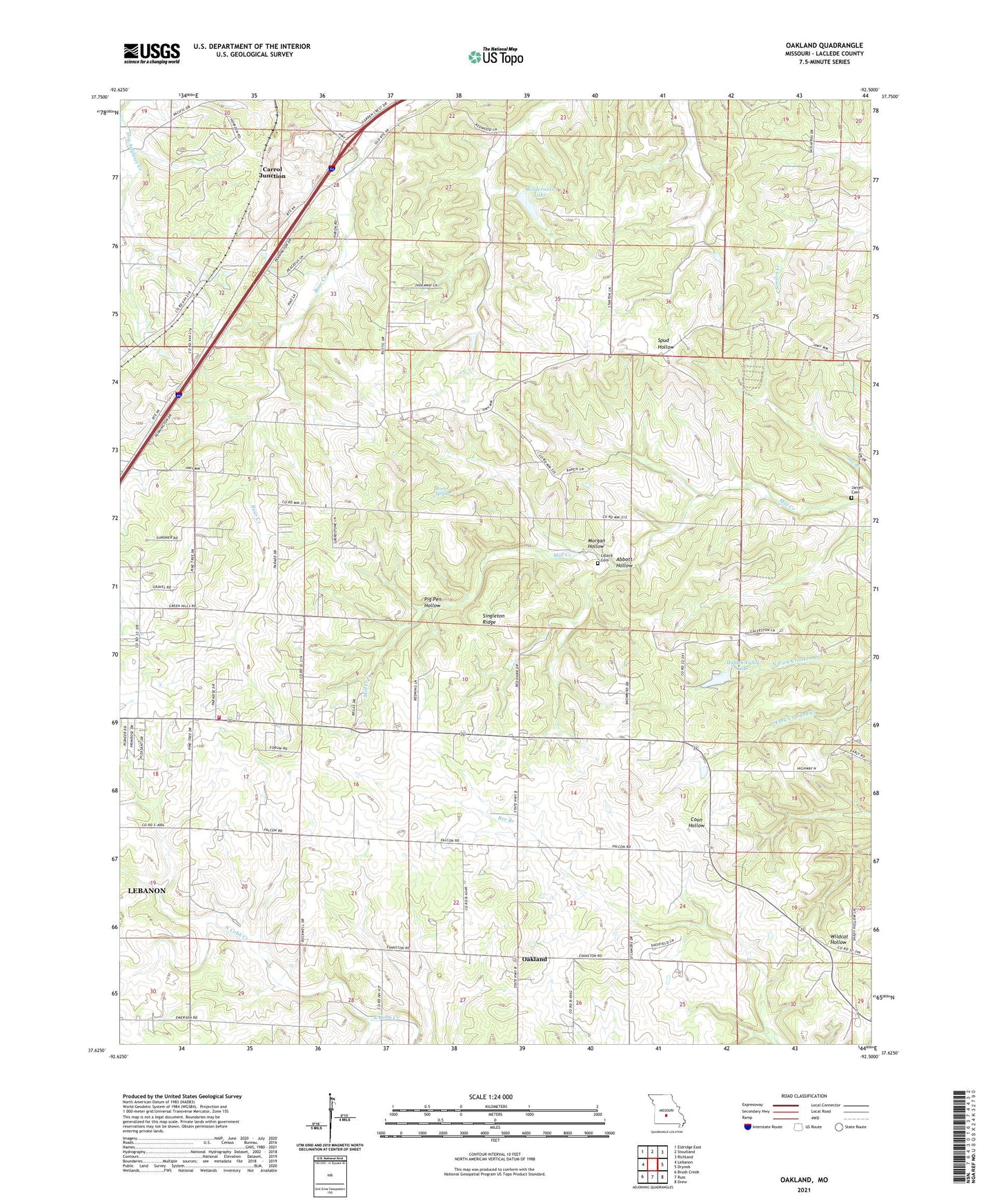Oakland Missouri US Topo Map Image