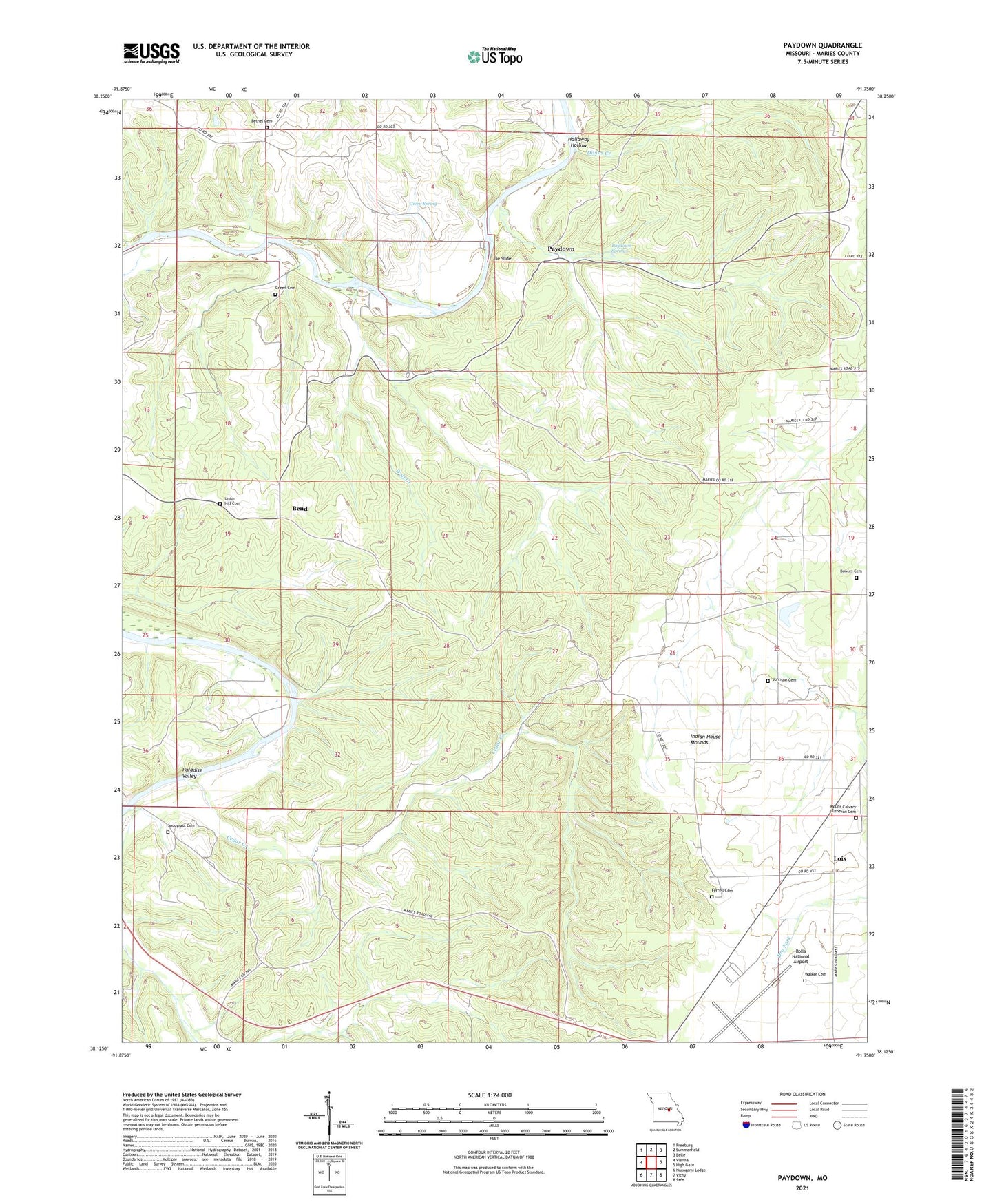 Paydown Missouri US Topo Map Image