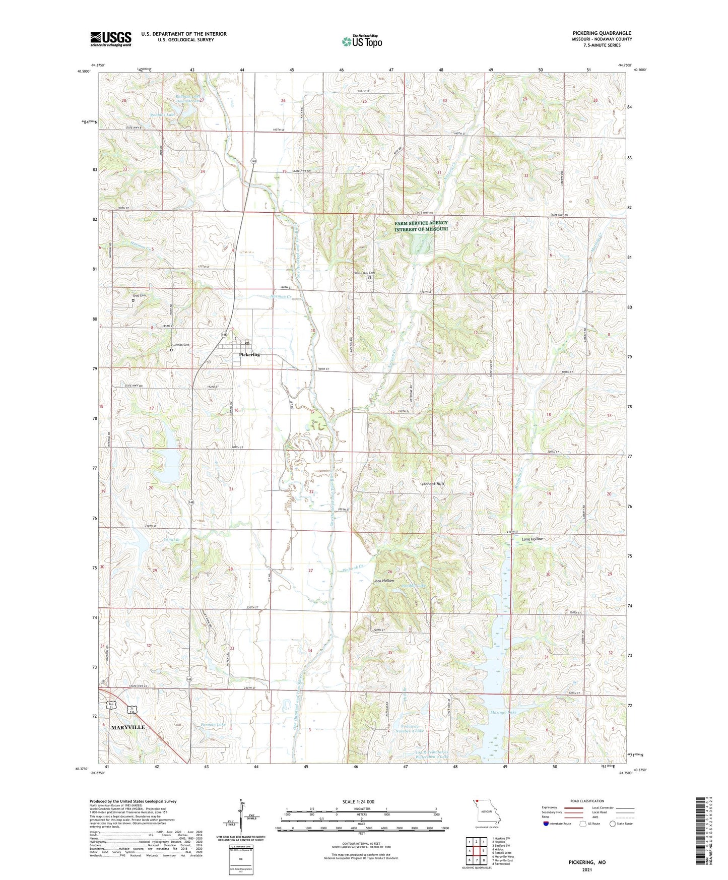 Pickering Missouri US Topo Map Image