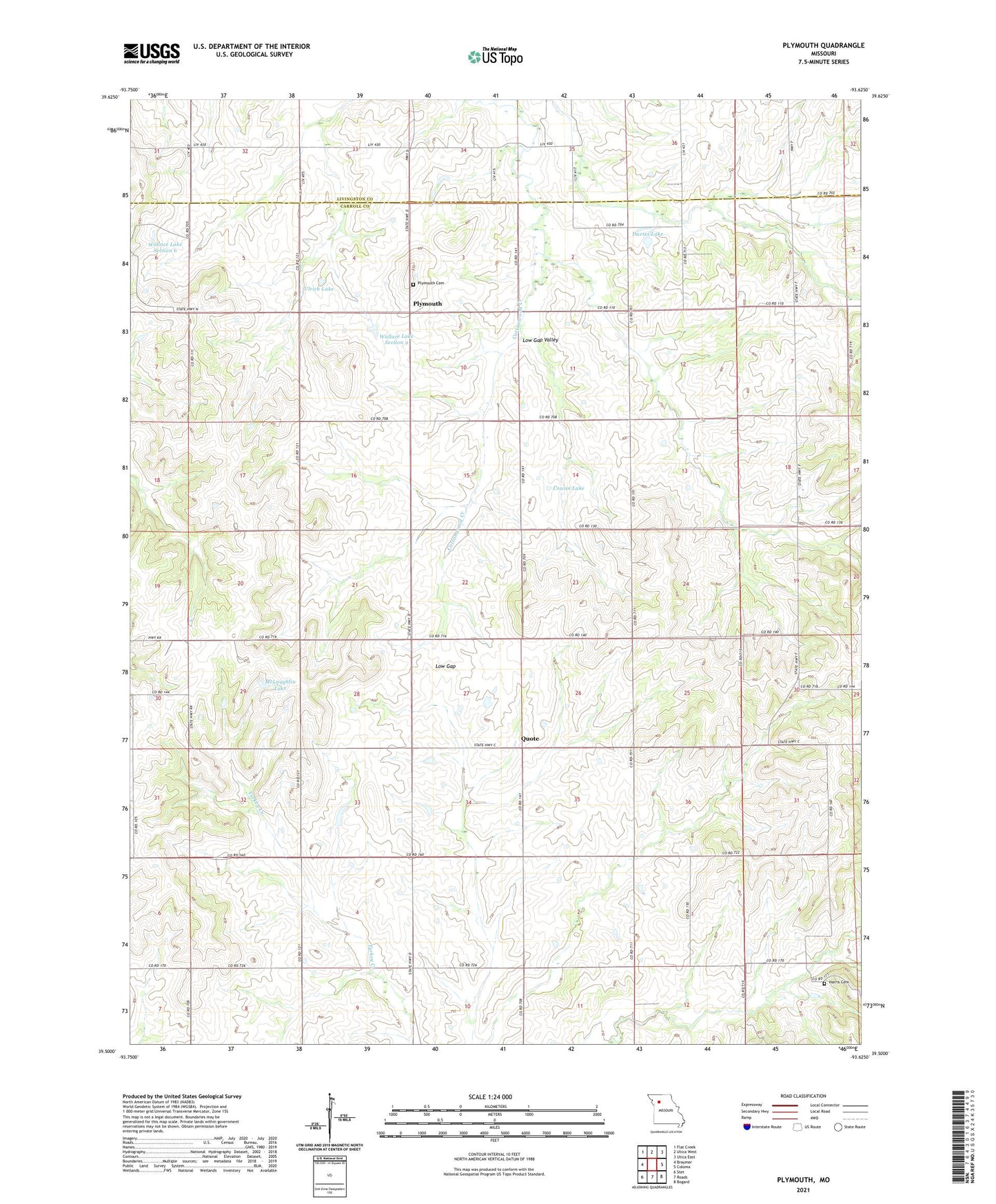 Plymouth Missouri US Topo Map Image