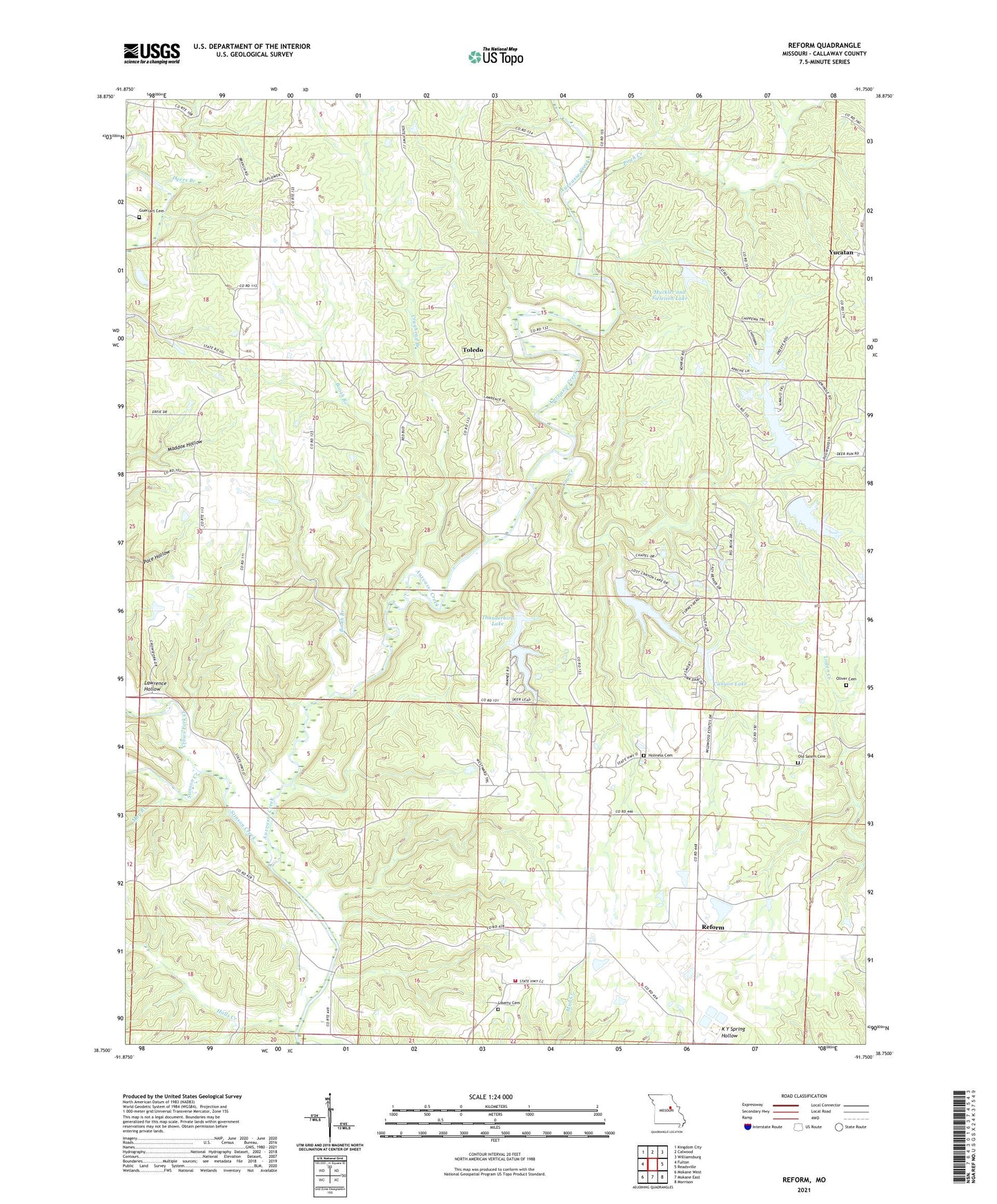 Reform Missouri US Topo Map Image