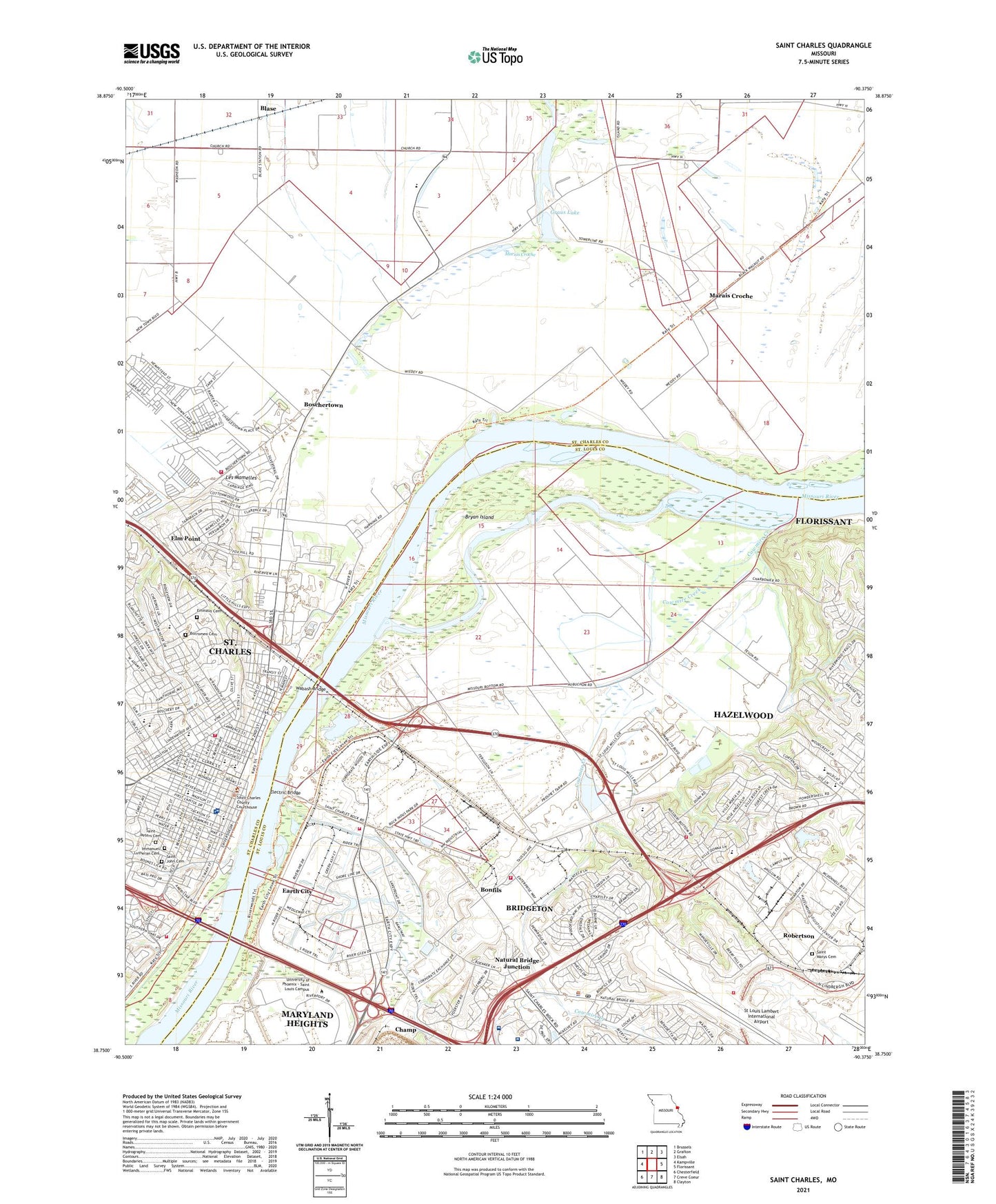 Saint Charles Missouri US Topo Map Image