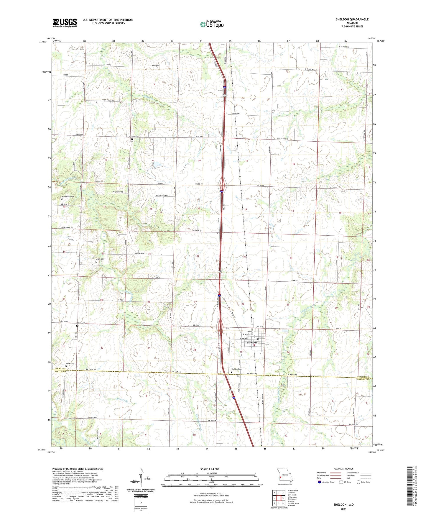 Sheldon Missouri US Topo Map Image