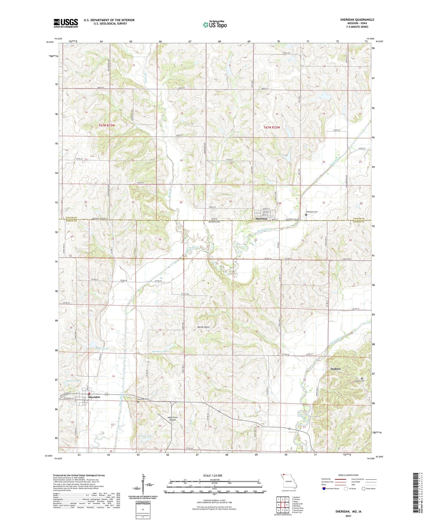 Sheridan Missouri US Topo Map Image