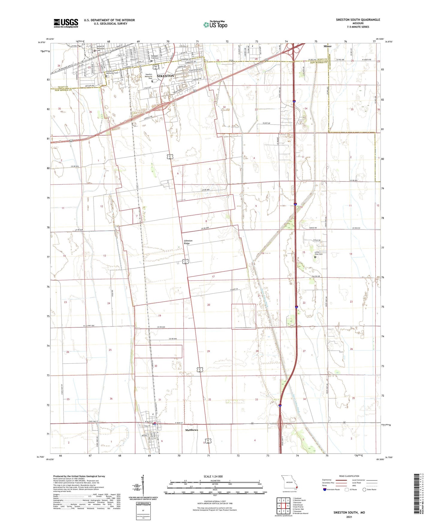 Sikeston South Missouri US Topo Map Image
