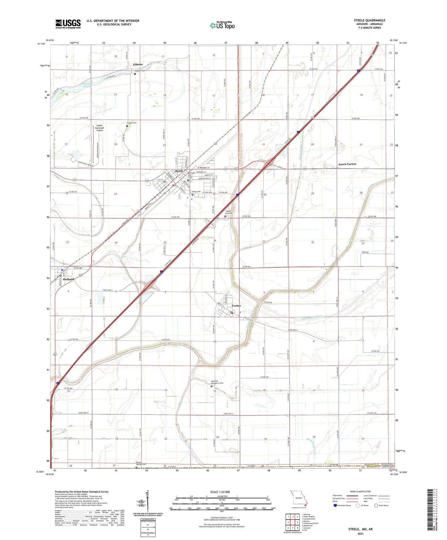 Steele Missouri US Topo Map Image