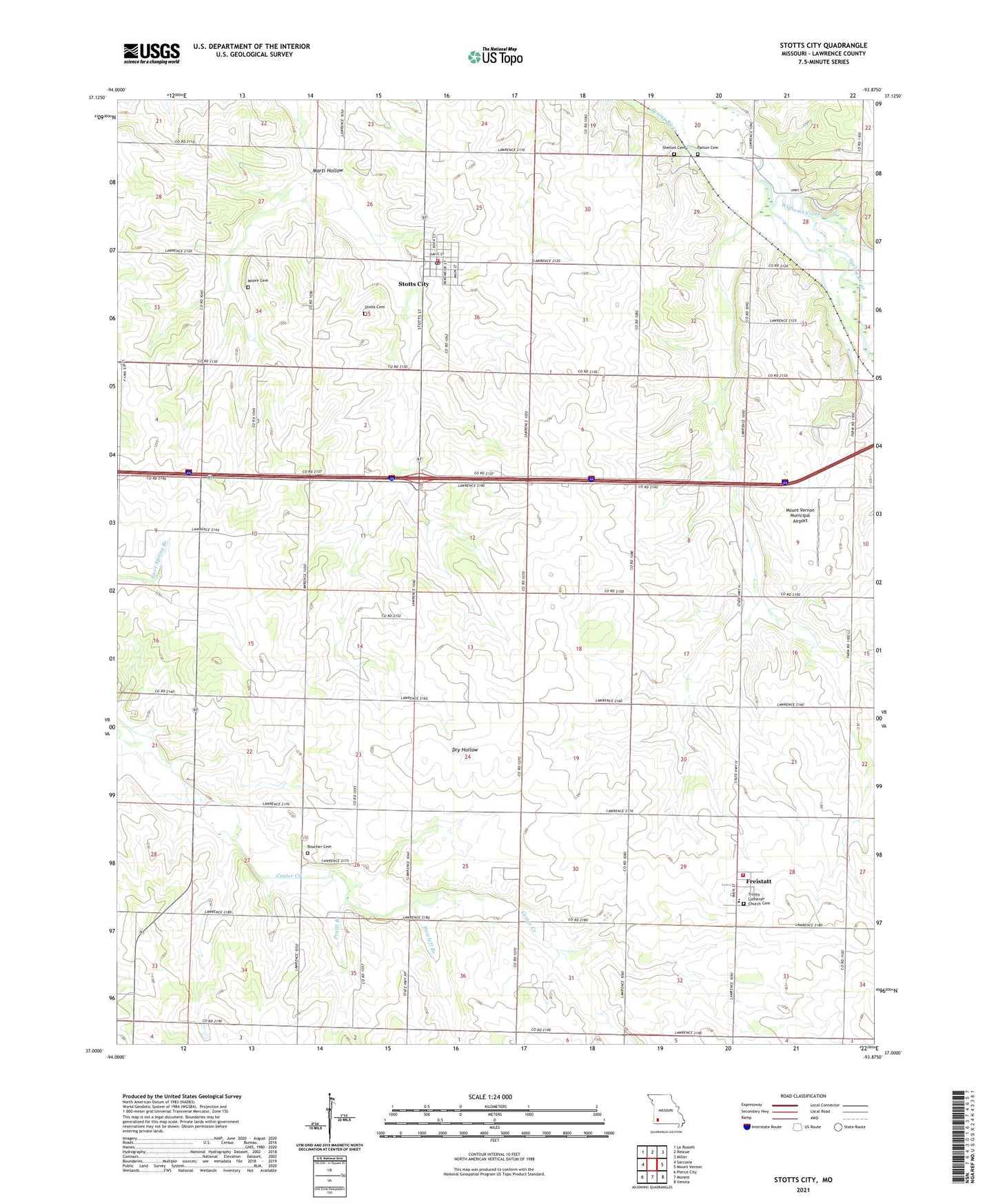 Stotts City Missouri US Topo Map Image