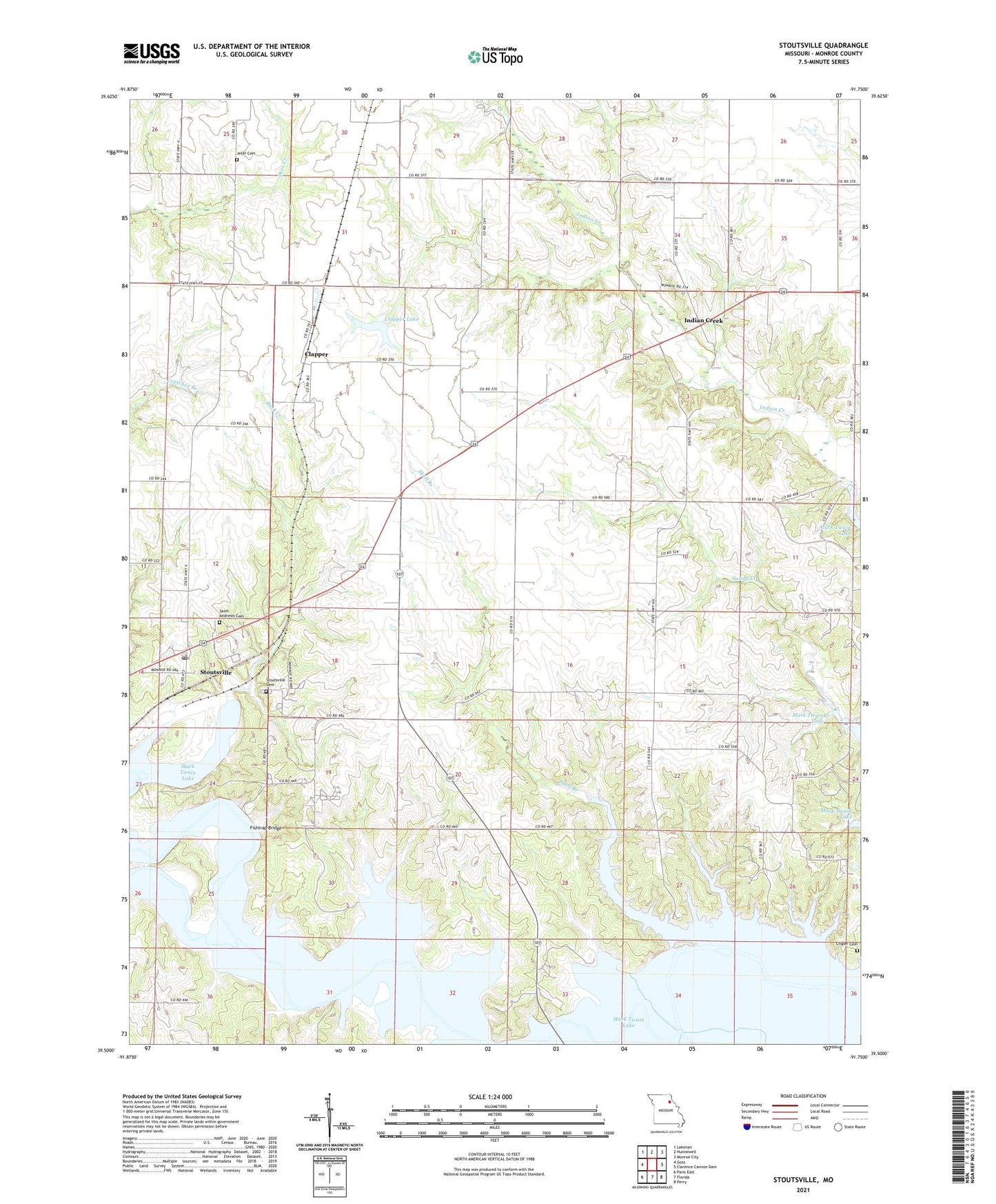 Stoutsville Missouri US Topo Map Image