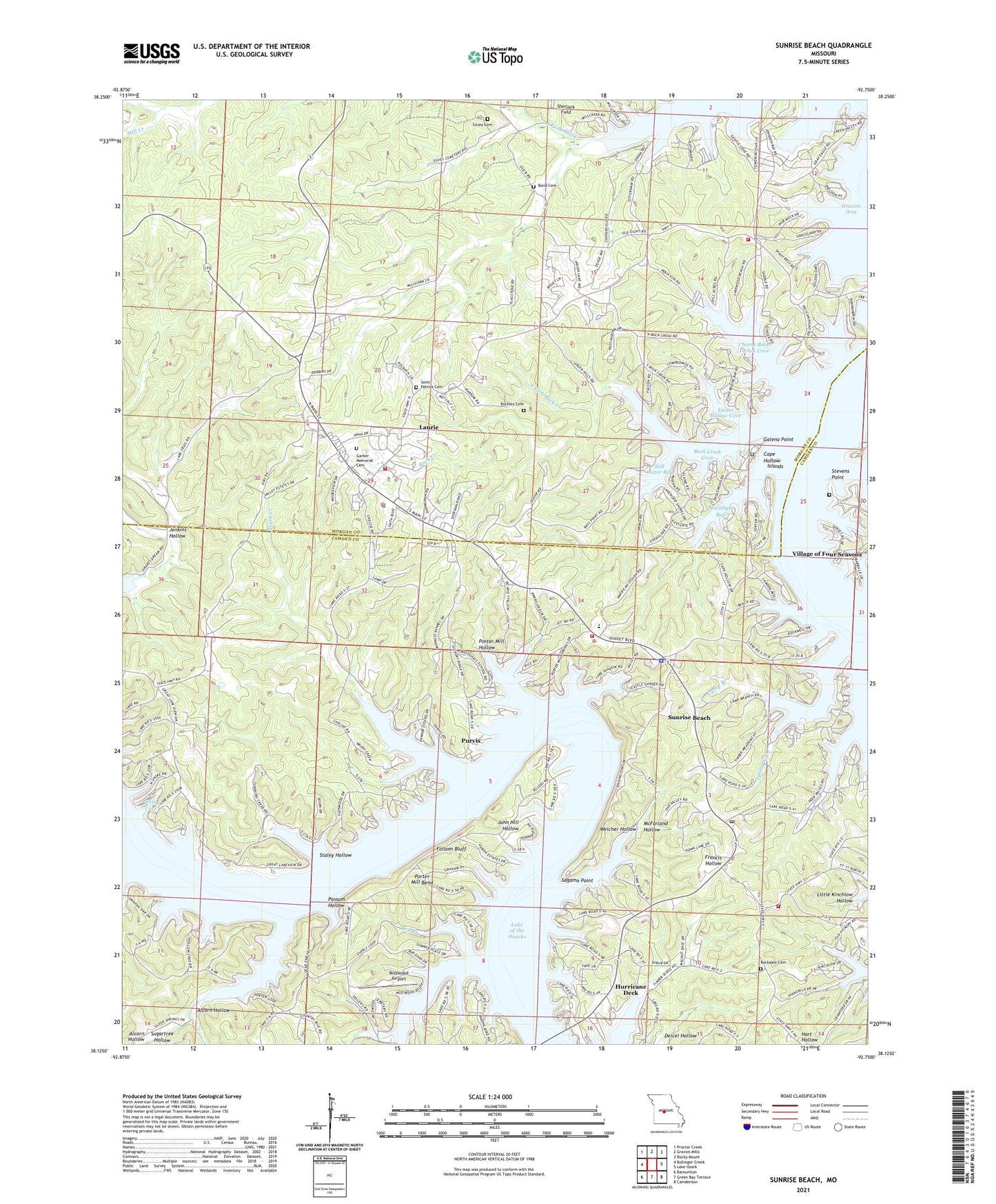 Sunrise Beach Missouri US Topo Map Image