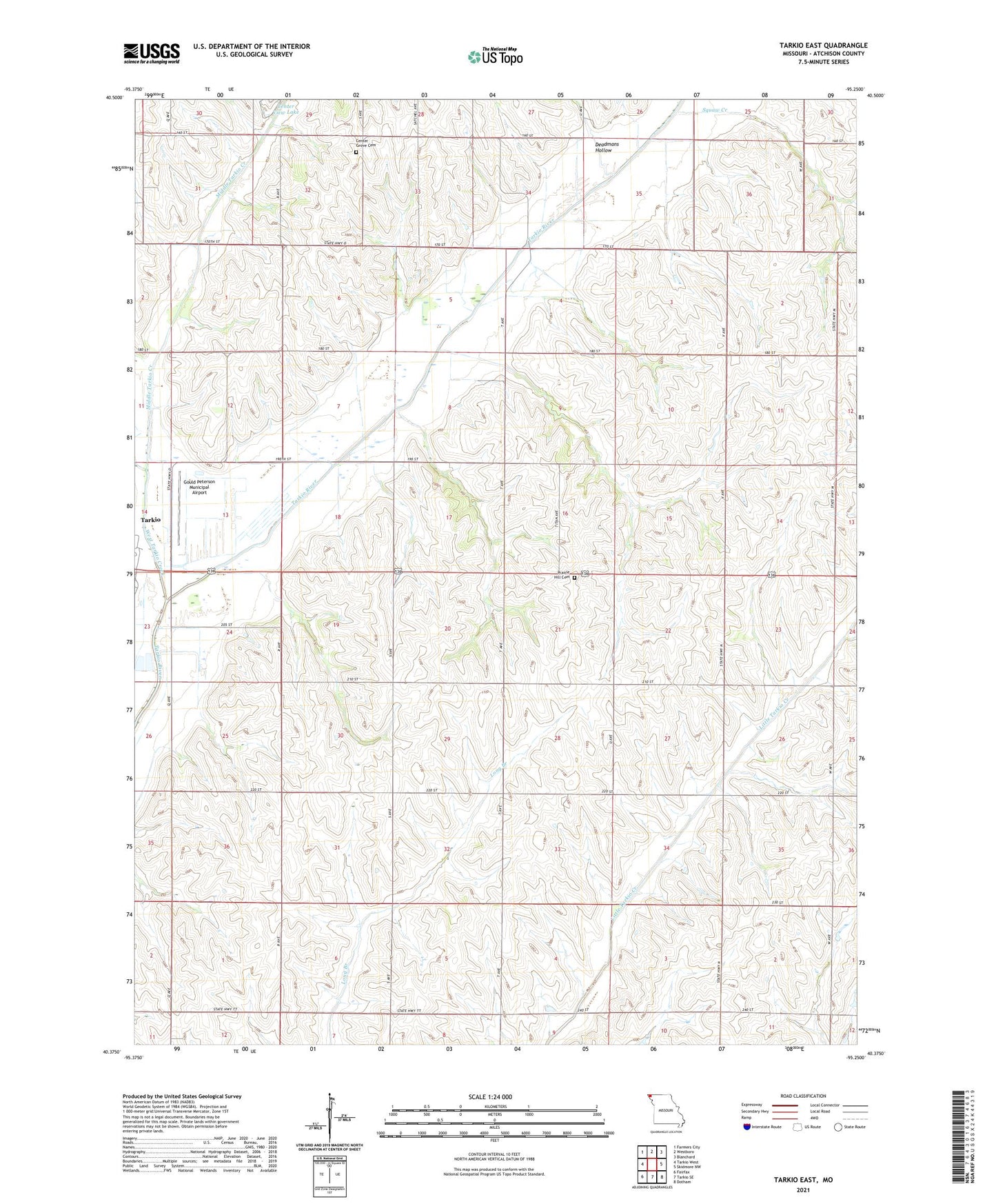 Tarkio East Missouri US Topo Map Image