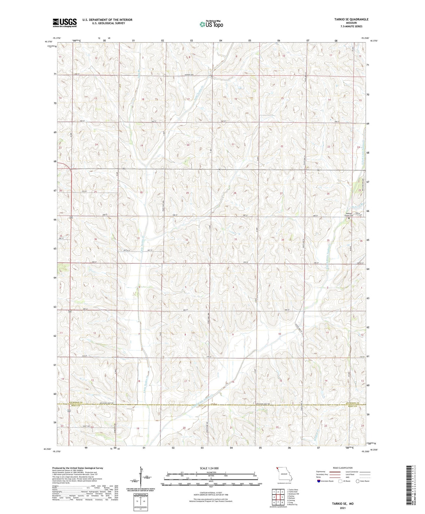 Tarkio SE Missouri US Topo Map Image