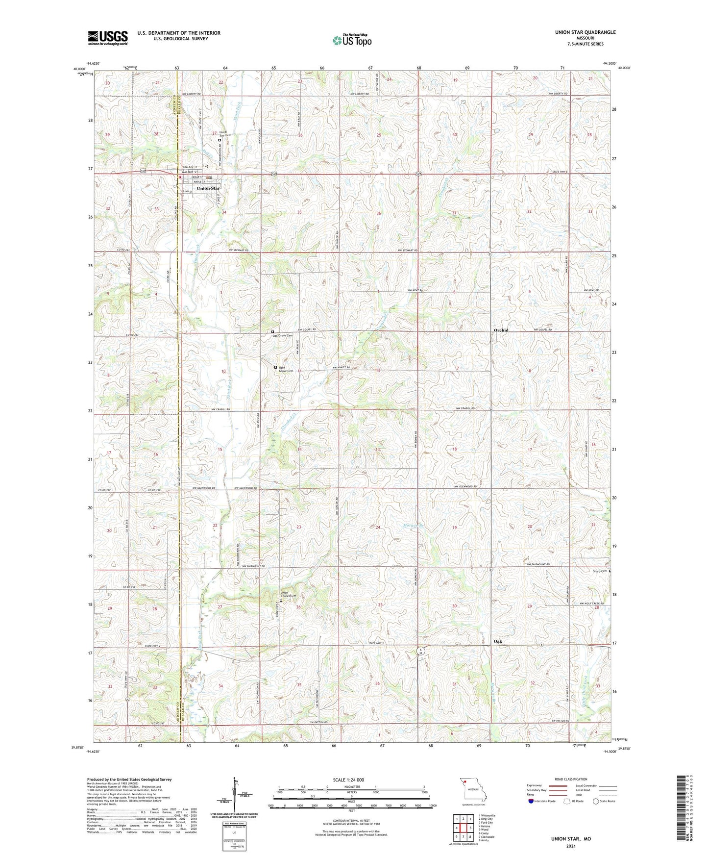 Union Star Missouri US Topo Map Image