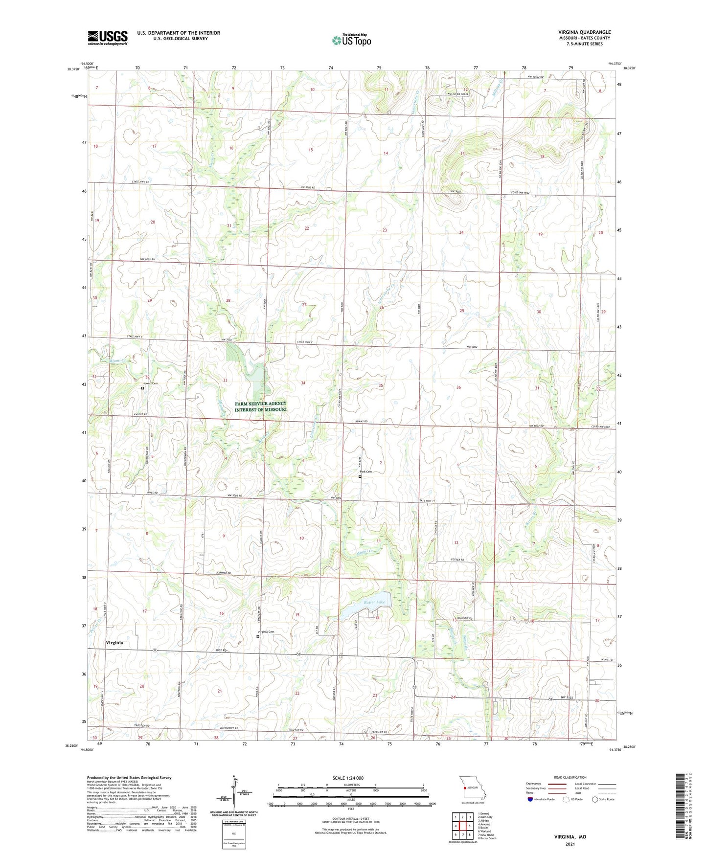 Virginia Missouri US Topo Map Image