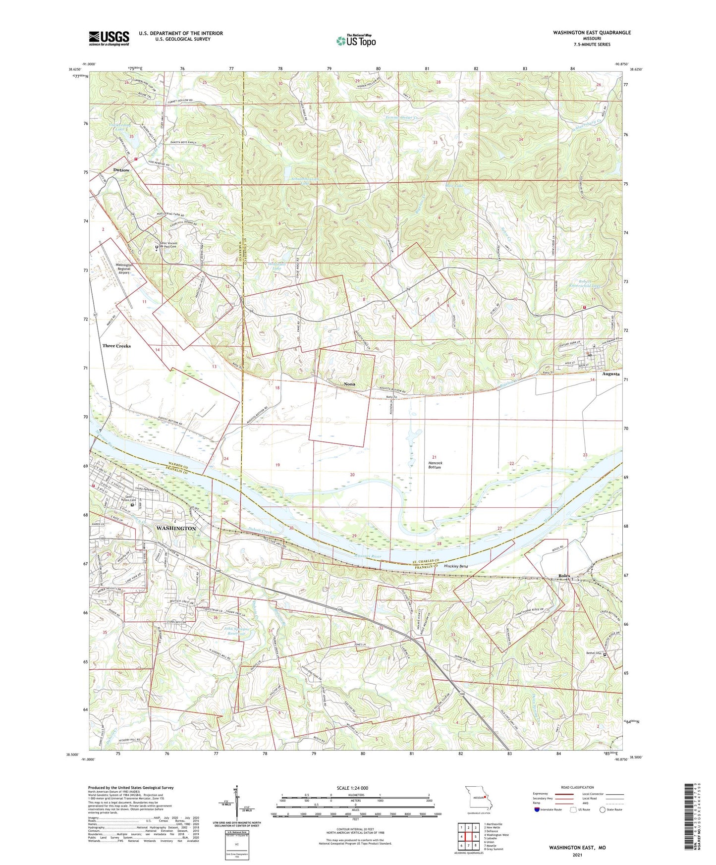 Washington East Missouri US Topo Map Image