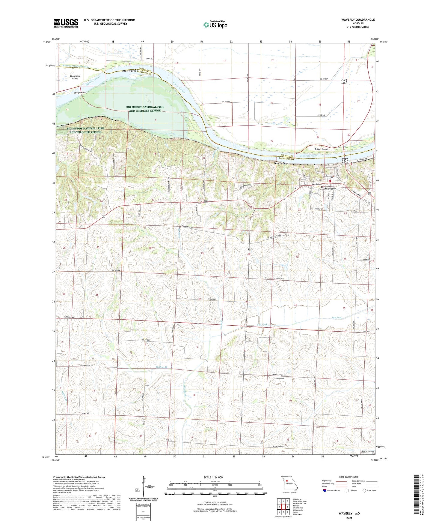 Waverly Missouri US Topo Map Image