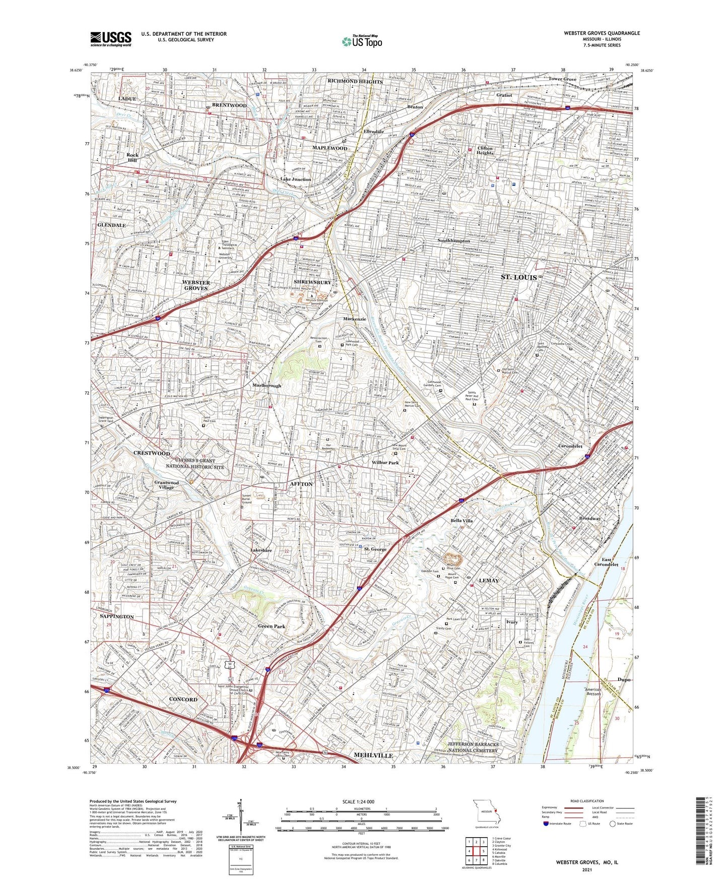 Webster Groves Missouri US Topo Map Image