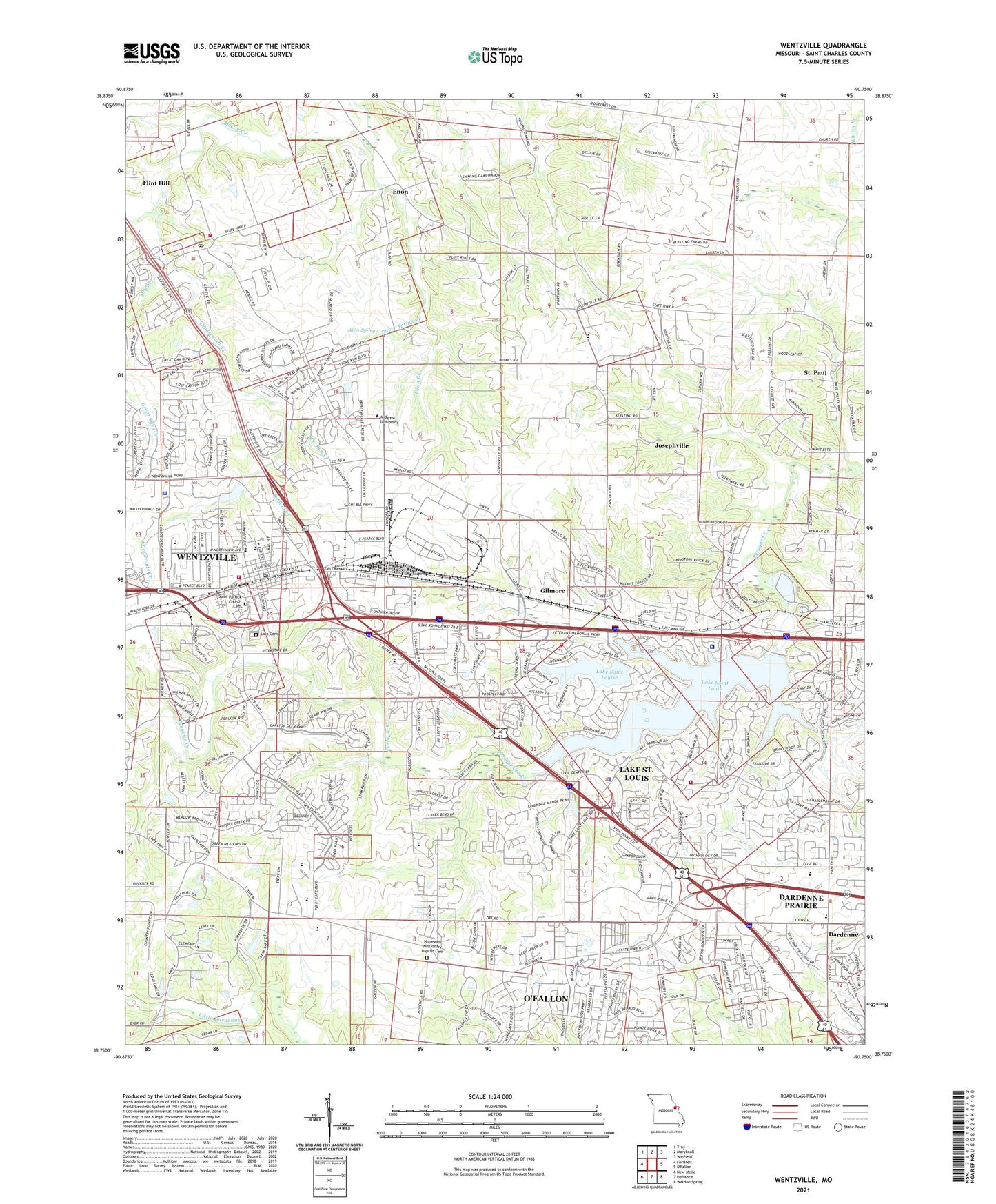Wentzville Missouri US Topo Map Image