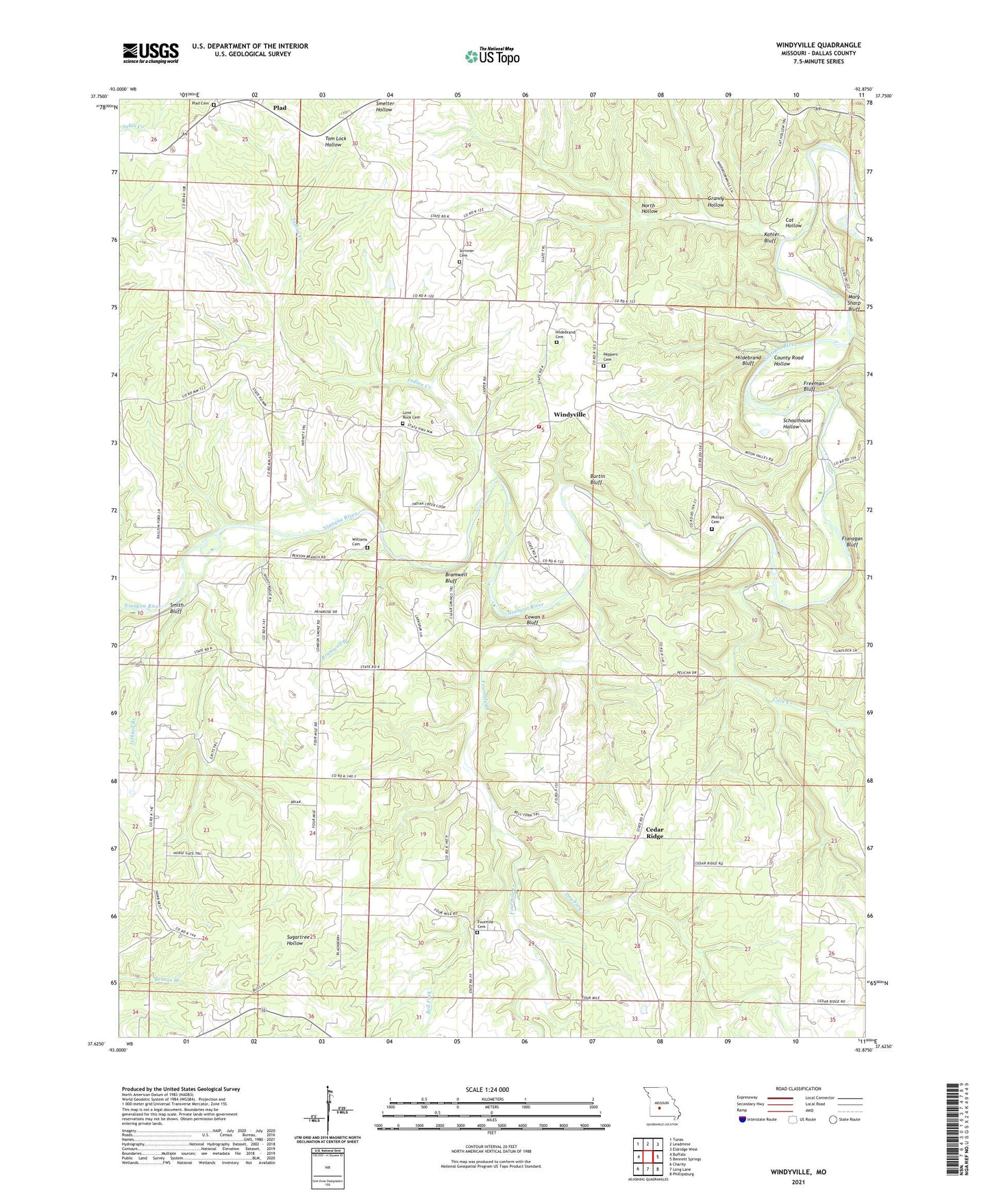 Windyville Missouri US Topo Map Image
