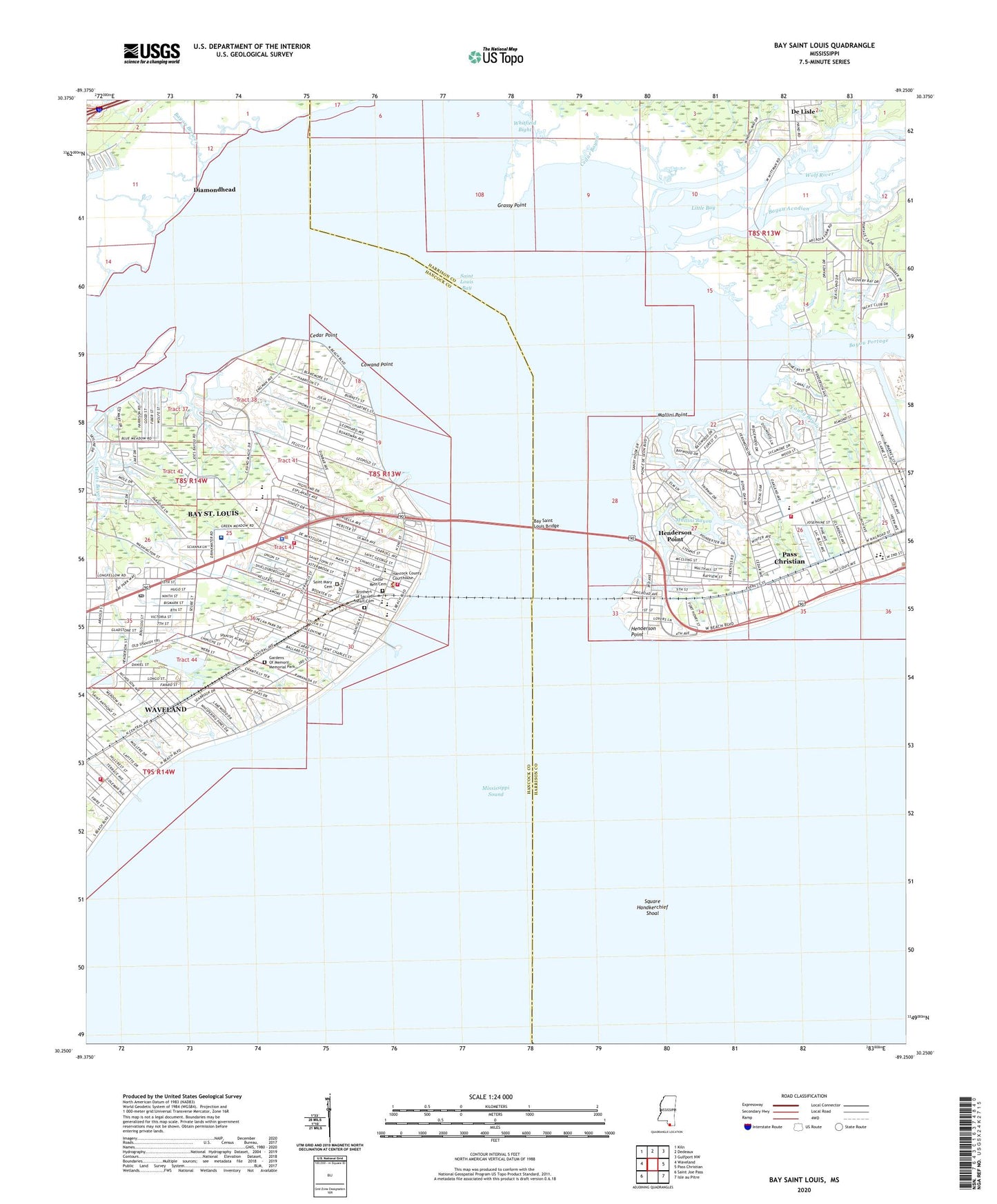 Bay Saint Louis Mississippi US Topo Map Image