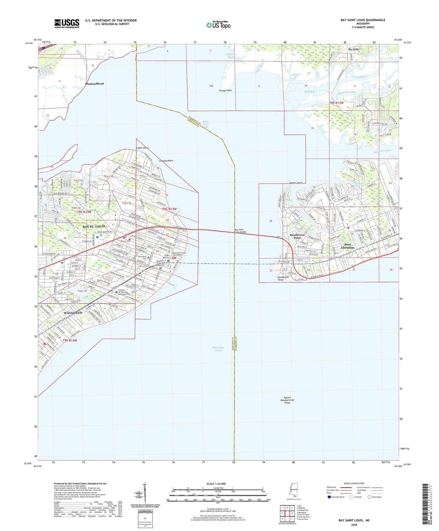 Bay Saint Louis Mississippi US Topo Map Image
