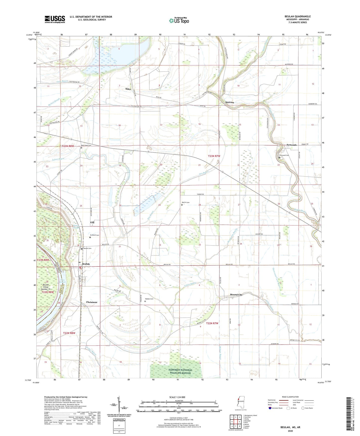 Beulah Mississippi US Topo Map Image