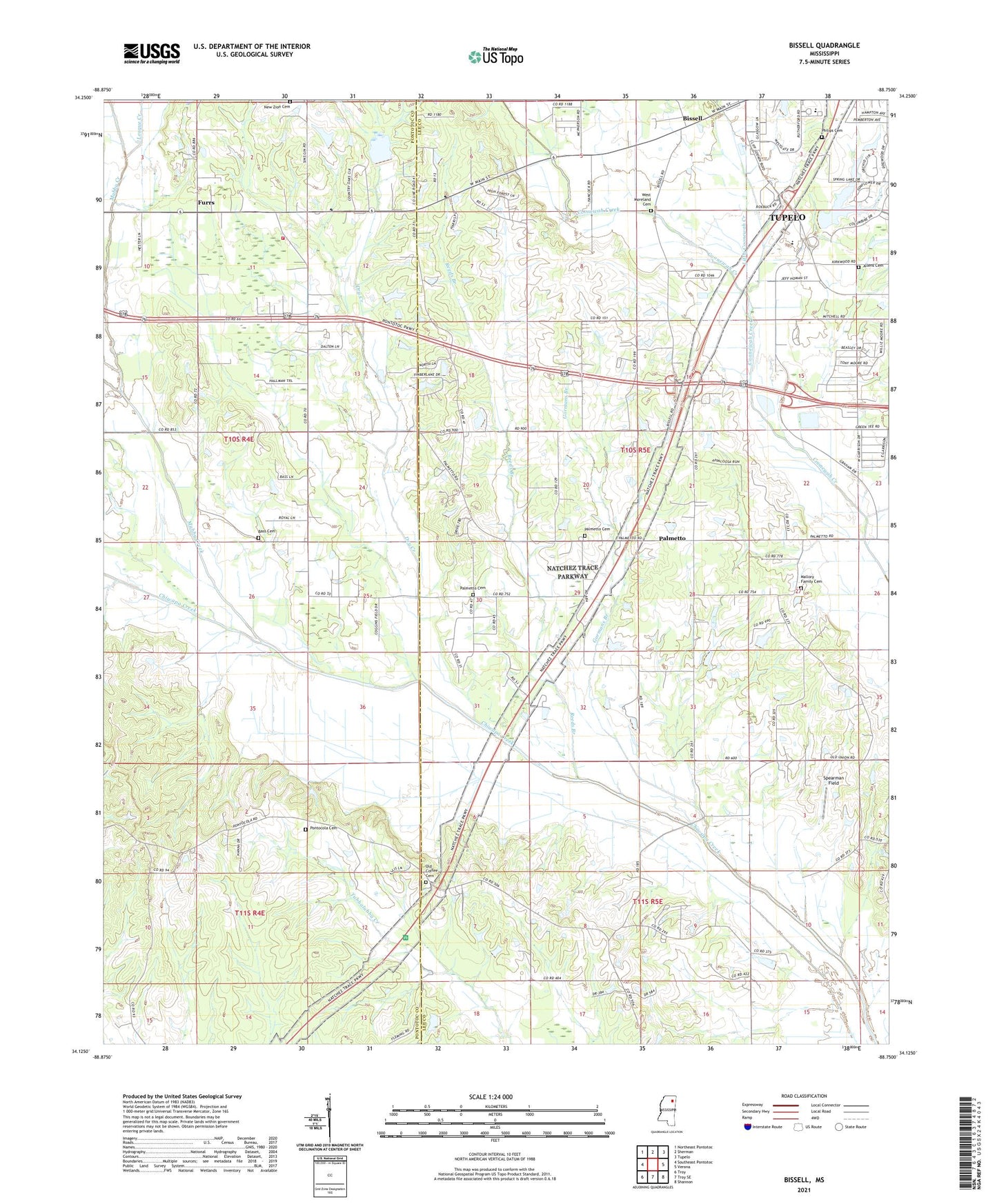 Bissell Mississippi US Topo Map Image